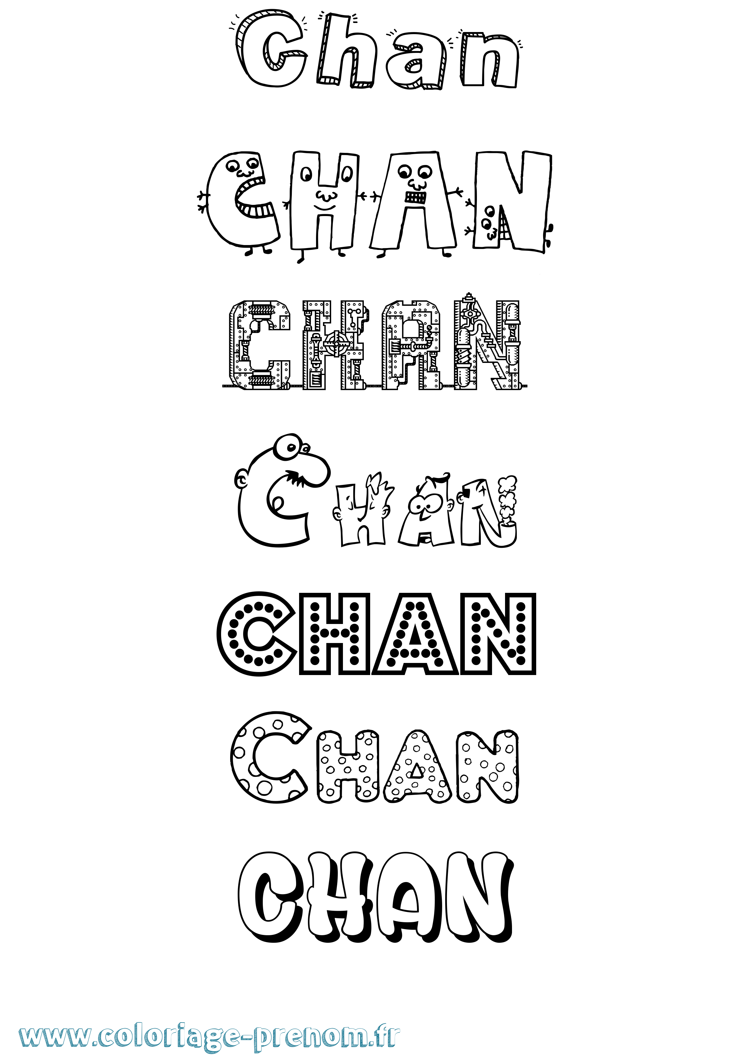 Coloriage Chan Fun Coloriage prénom Chan Fun