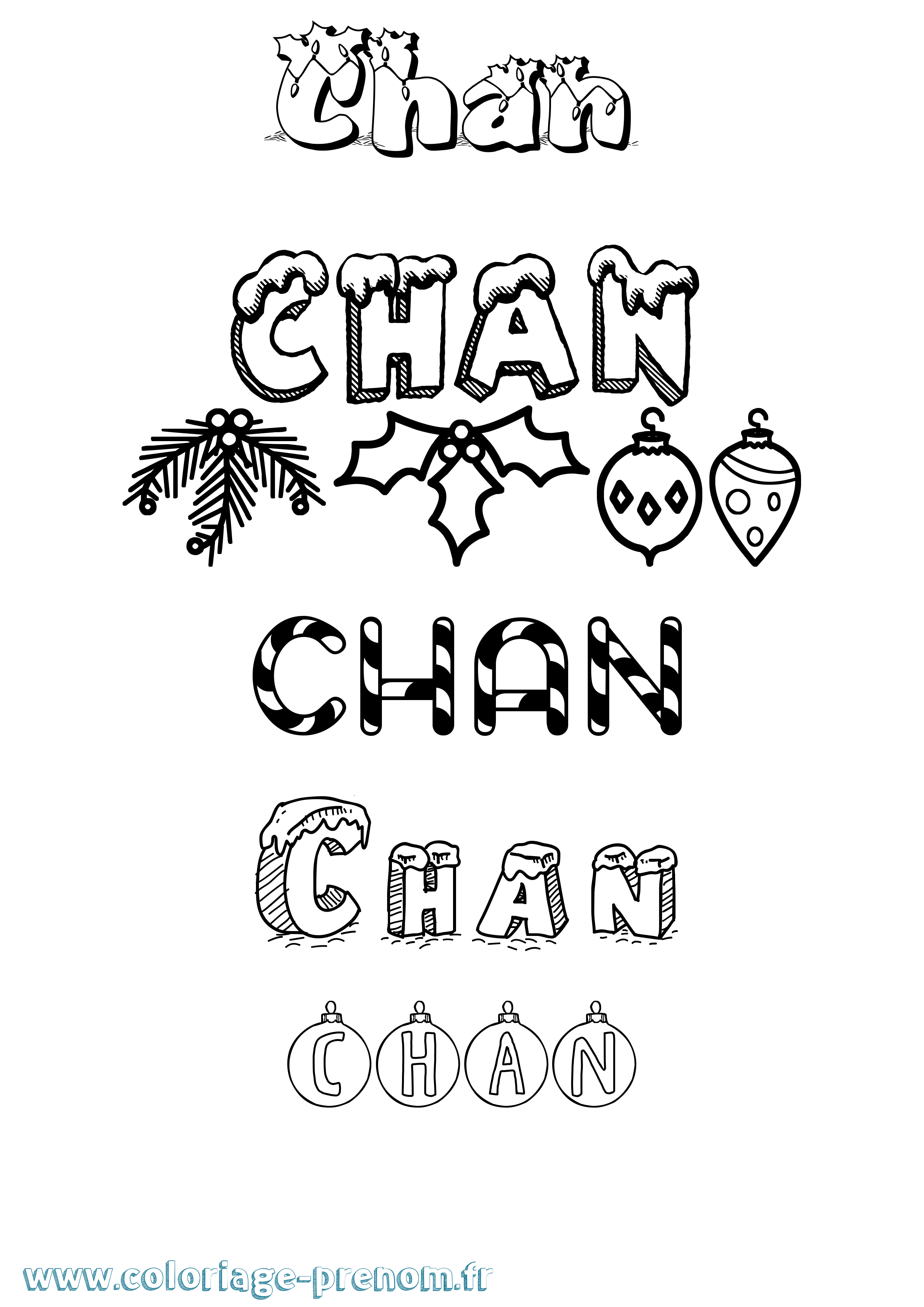 Coloriage Chan Noël Coloriage prénom Chan Noël