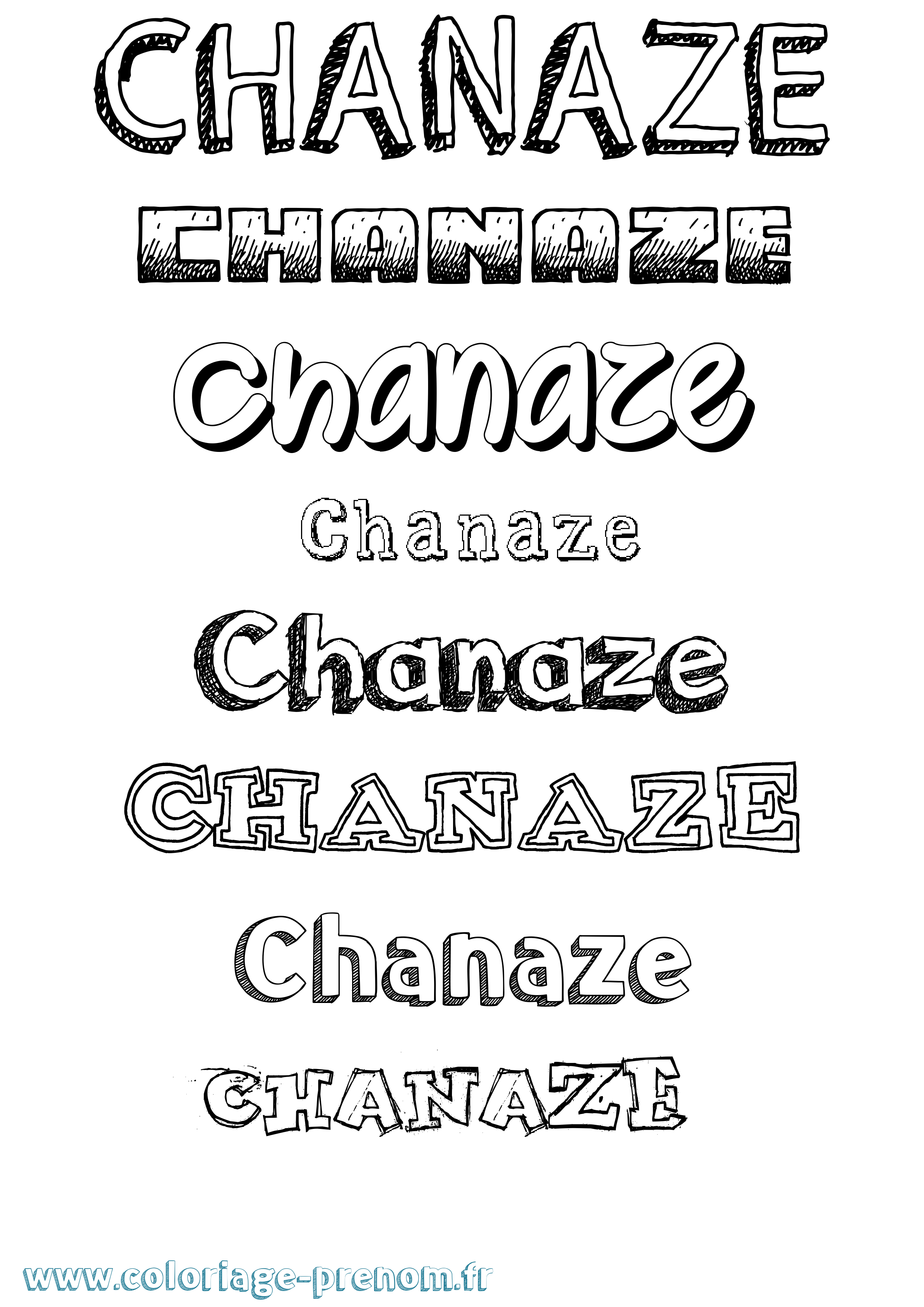 Coloriage Chanaze Dessiné Coloriage prénom Chanaze Dessiné