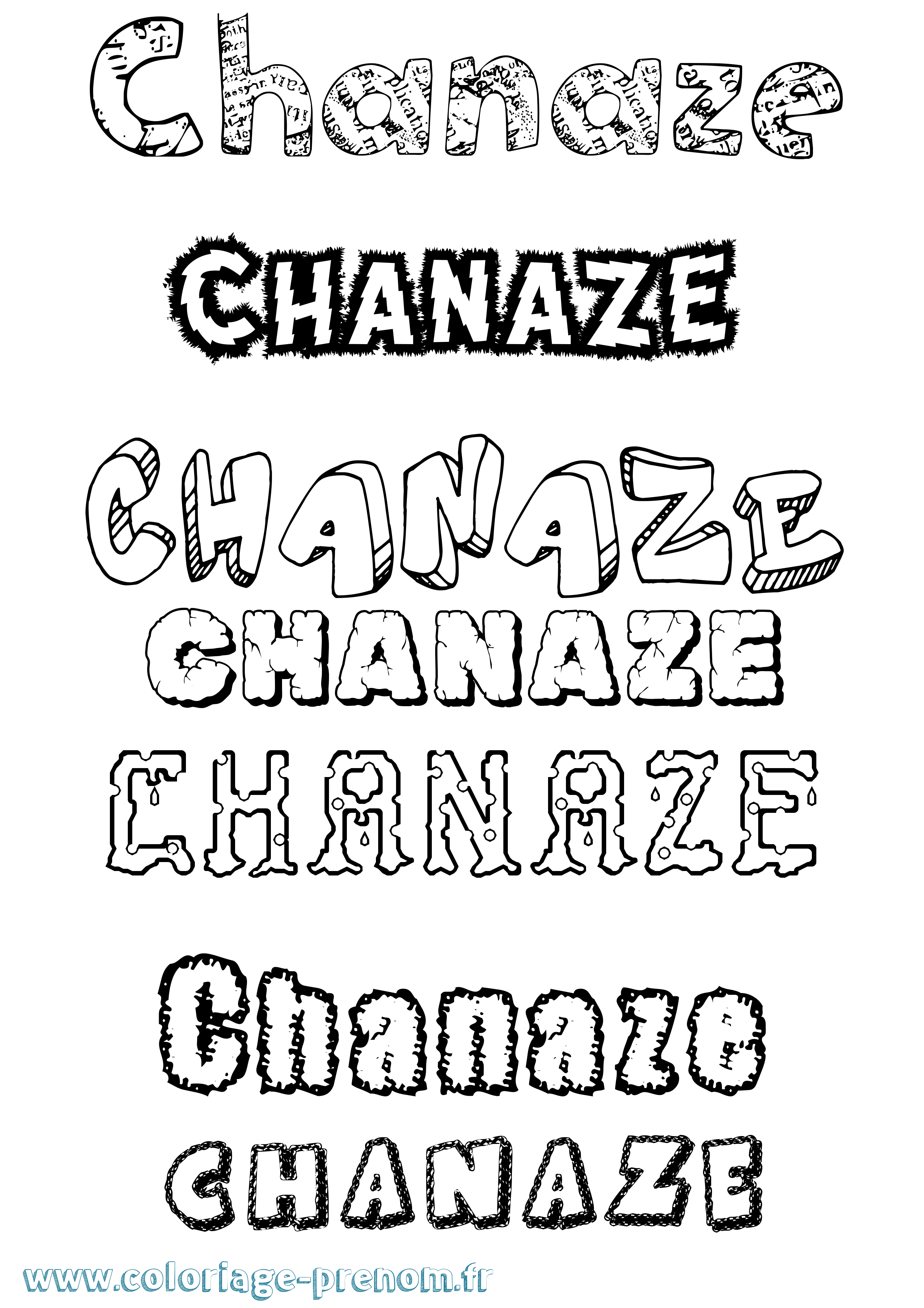 Coloriage Chanaze Destructuré Coloriage prénom Chanaze Destructuré