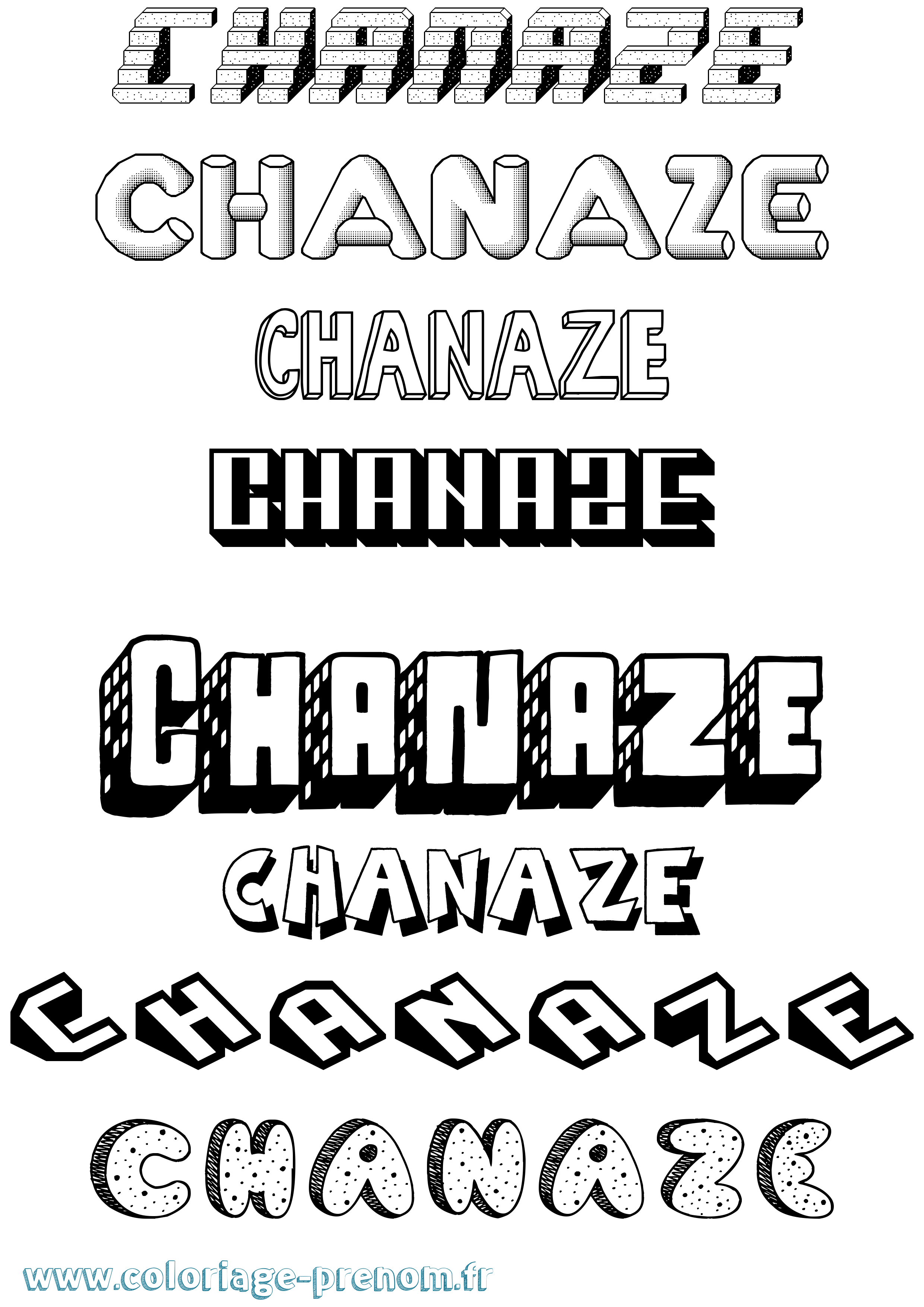 Coloriage Chanaze Effet 3D Coloriage prénom Chanaze Effet 3D