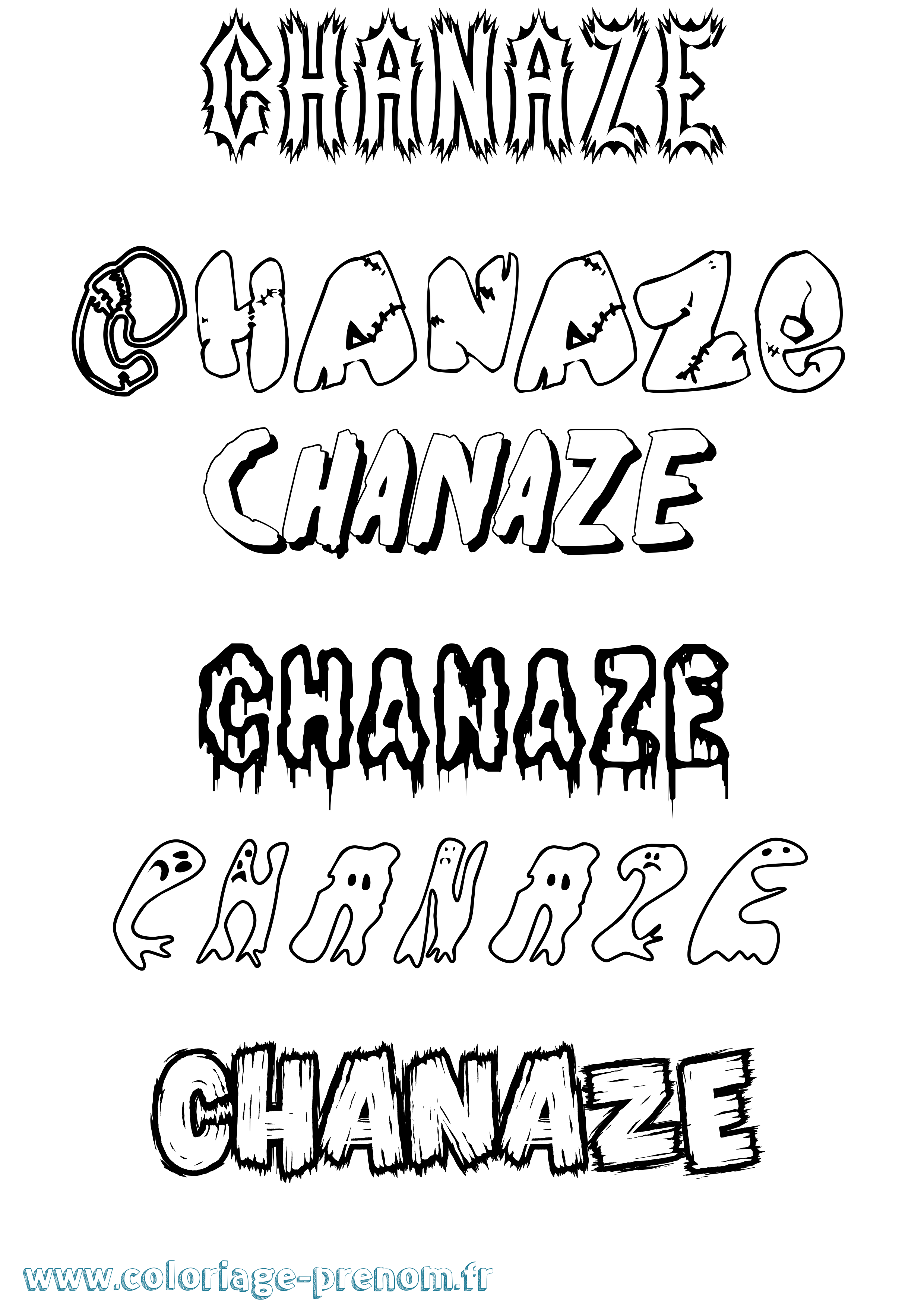 Coloriage Chanaze Frisson Coloriage prénom Chanaze Frisson