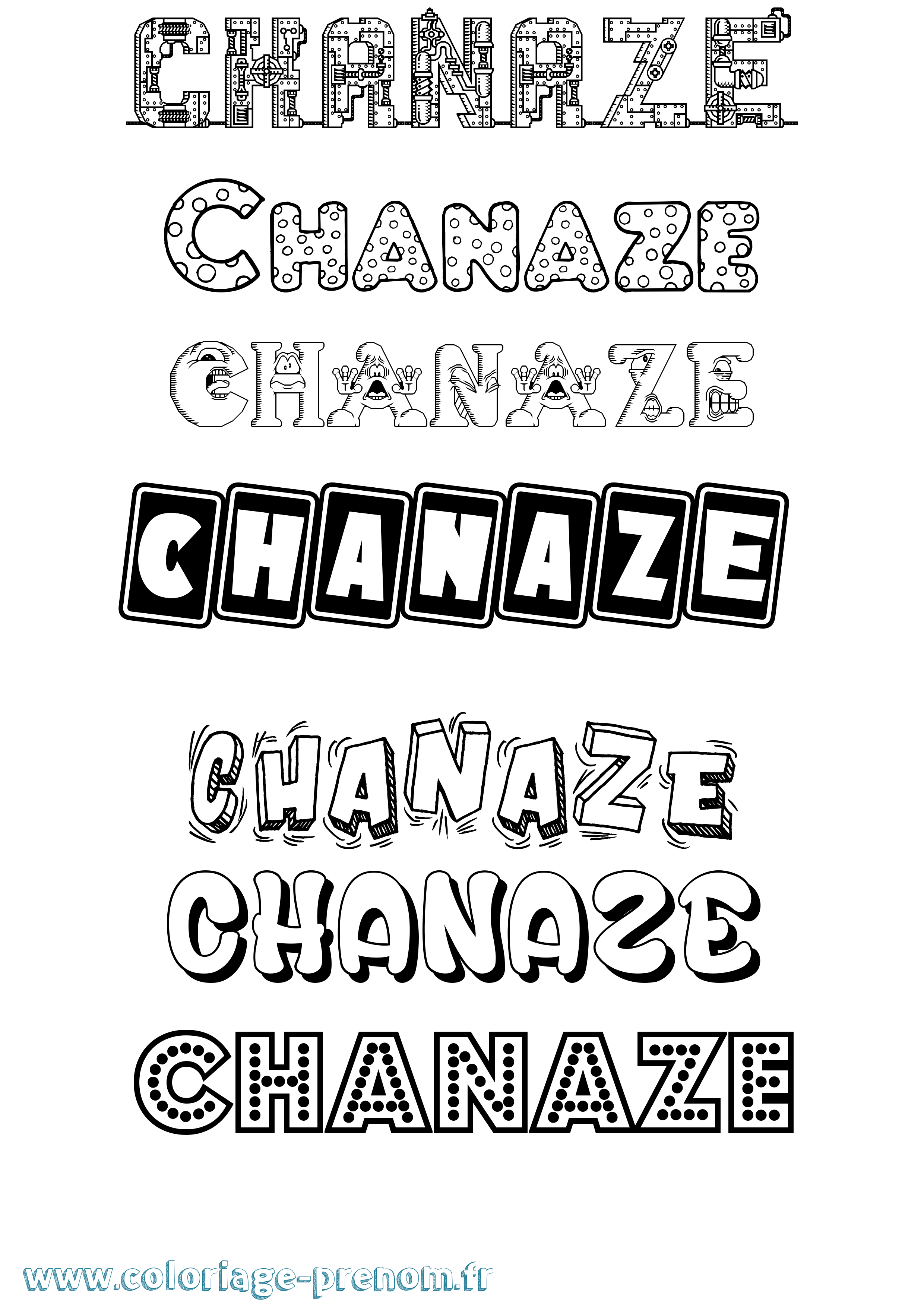Coloriage Chanaze Fun Coloriage prénom Chanaze Fun