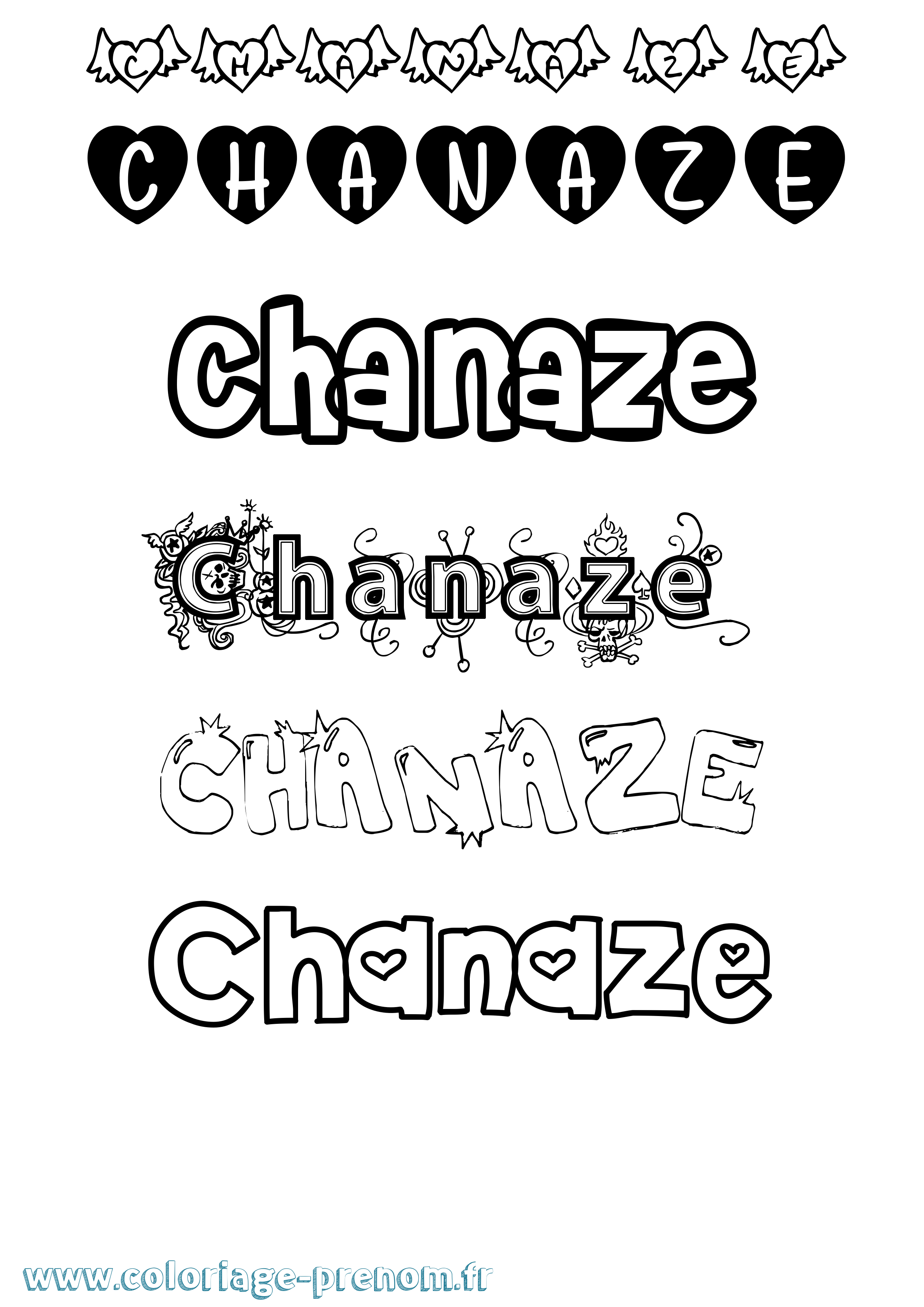 Coloriage Chanaze Girly Coloriage prénom Chanaze Girly