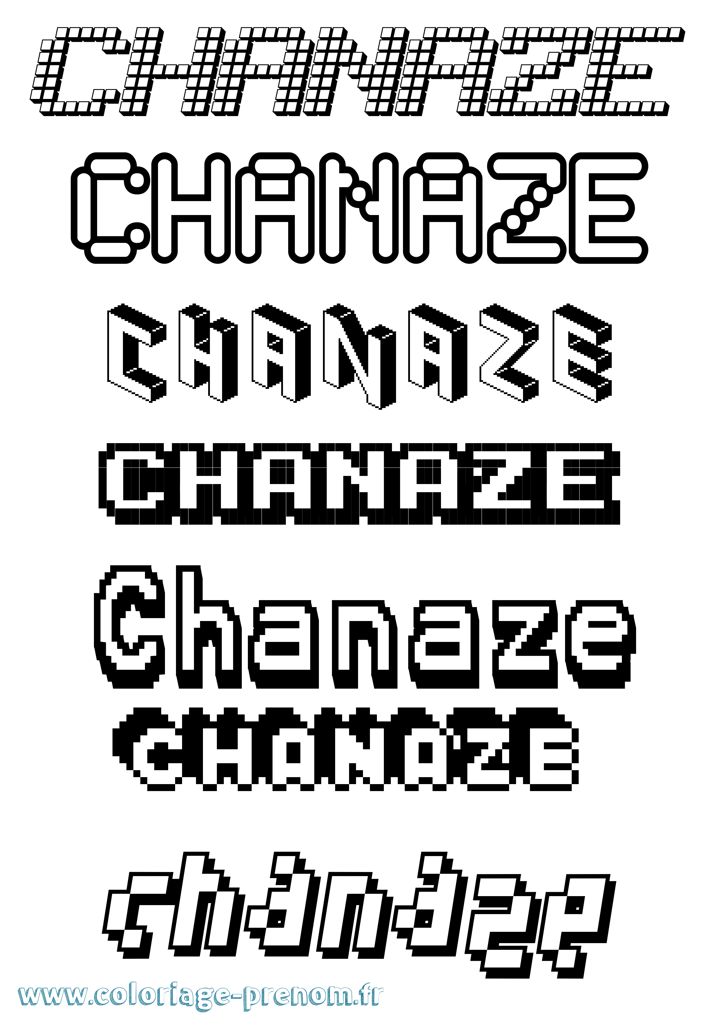 Coloriage Chanaze Pixel Coloriage prénom Chanaze Pixel
