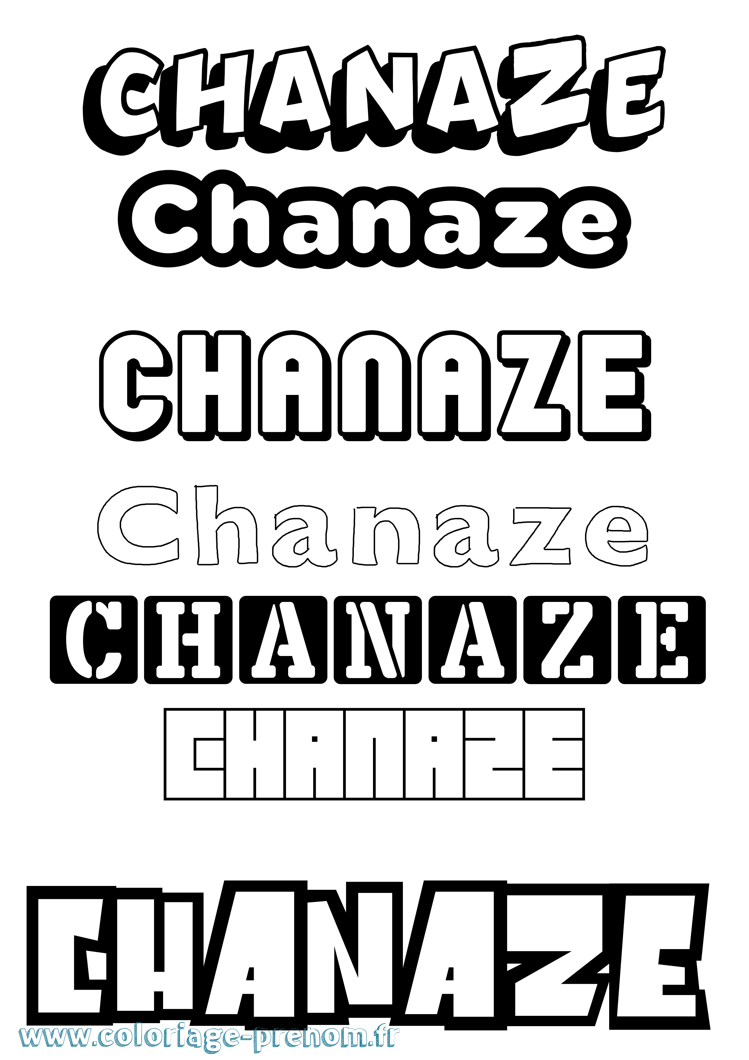Coloriage Chanaze Simple Coloriage prénom Chanaze Simple