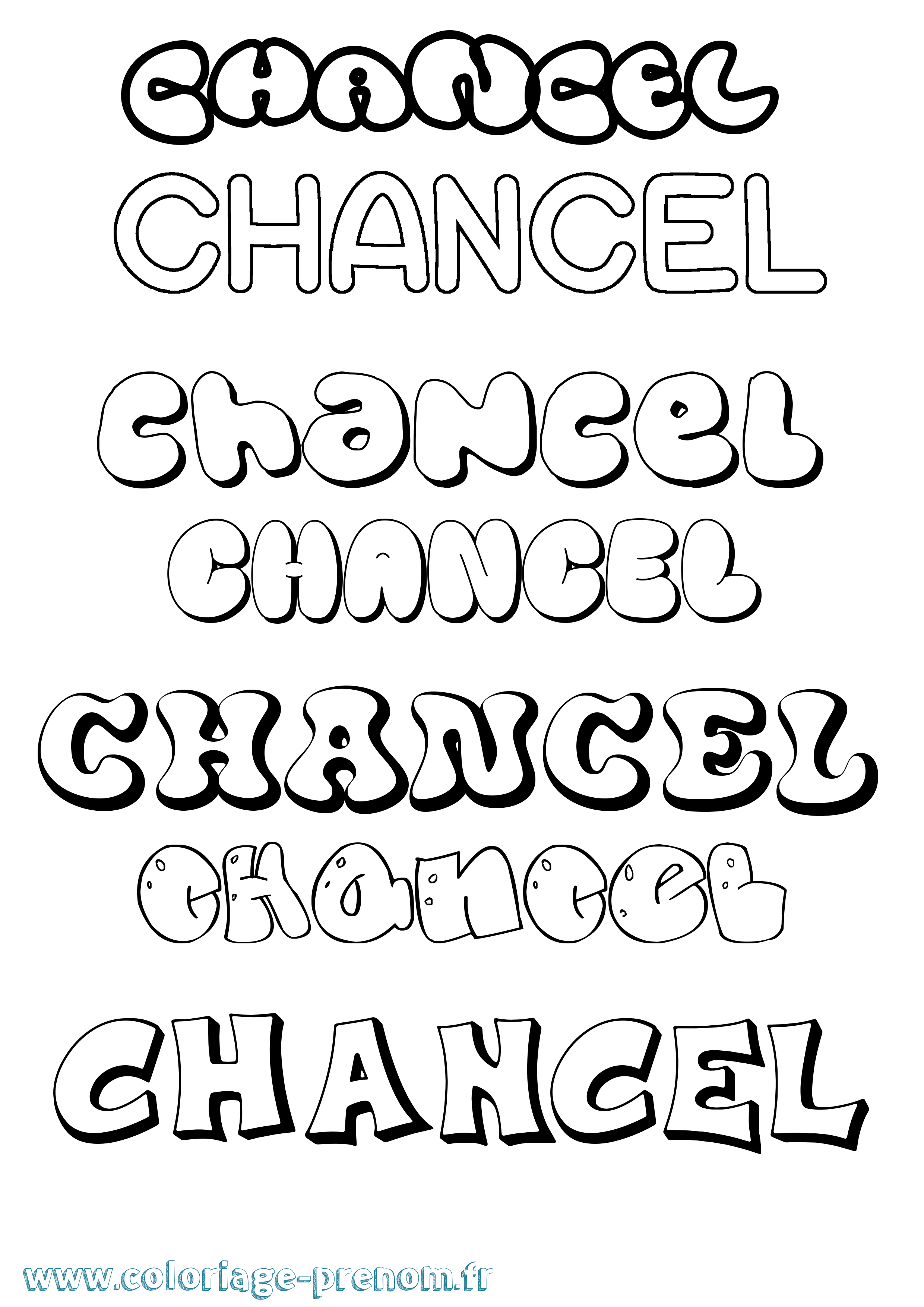Coloriage Chancel Bubble Coloriage prénom Chancel Bubble