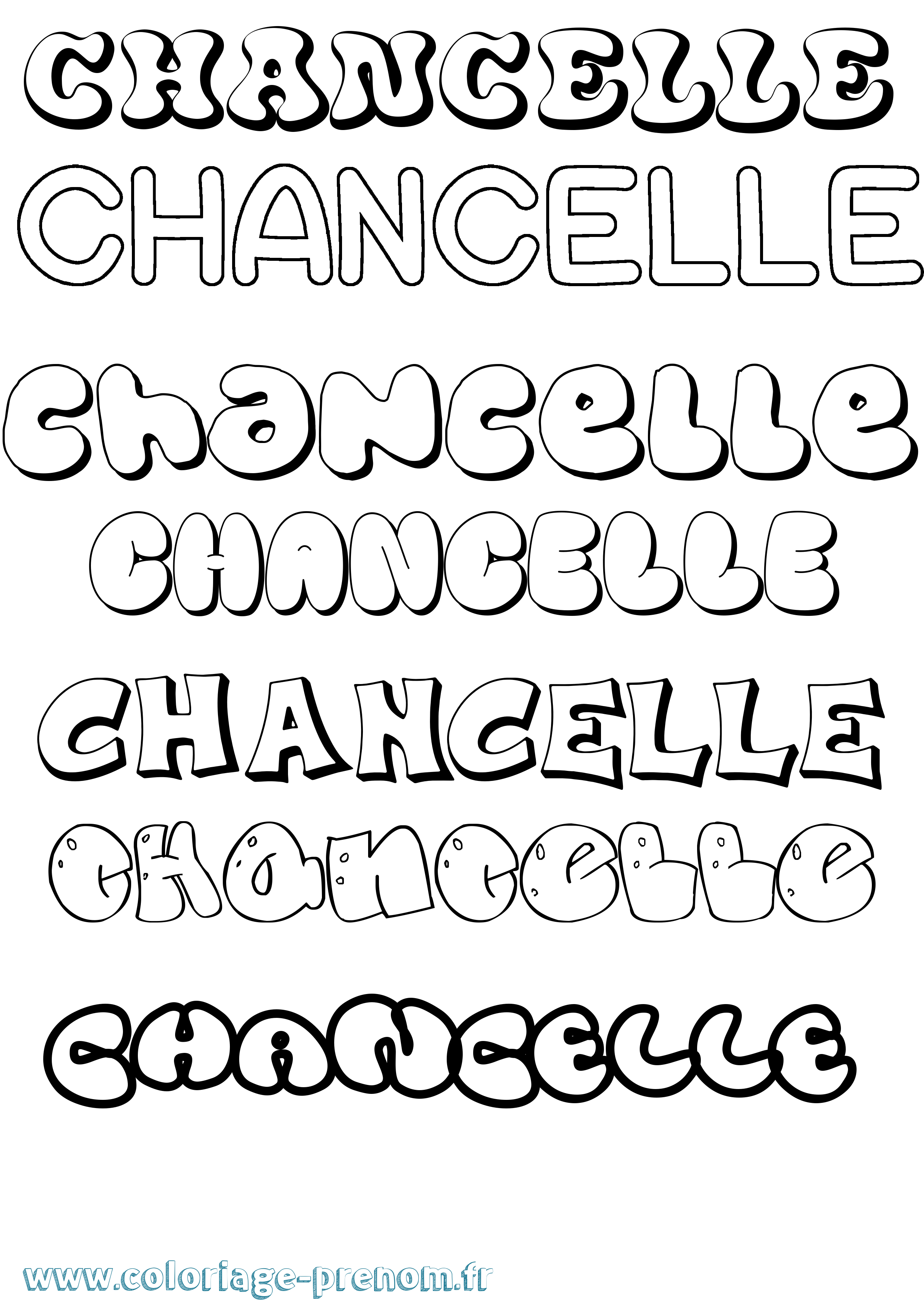 Coloriage Chancelle Bubble Coloriage prénom Chancelle Bubble