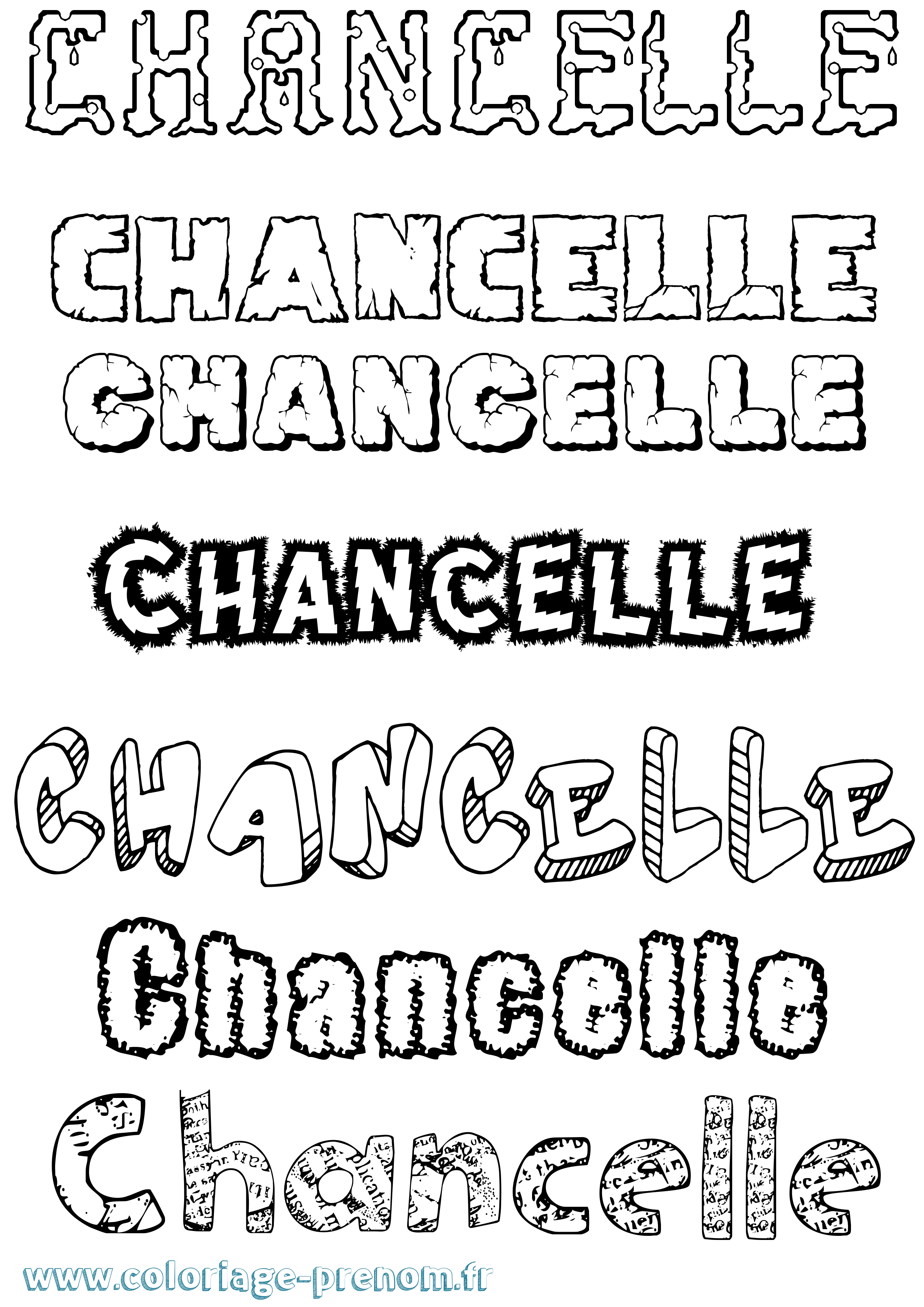 Coloriage Chancelle Destructuré Coloriage prénom Chancelle Destructuré