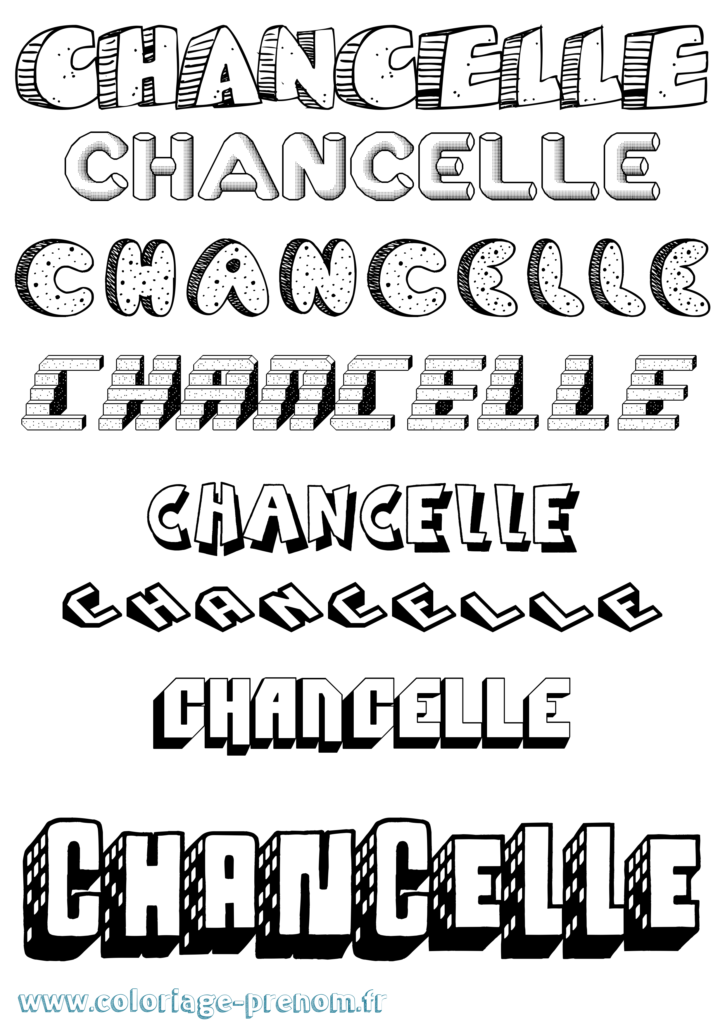 Coloriage Chancelle Effet 3D Coloriage prénom Chancelle Effet 3D