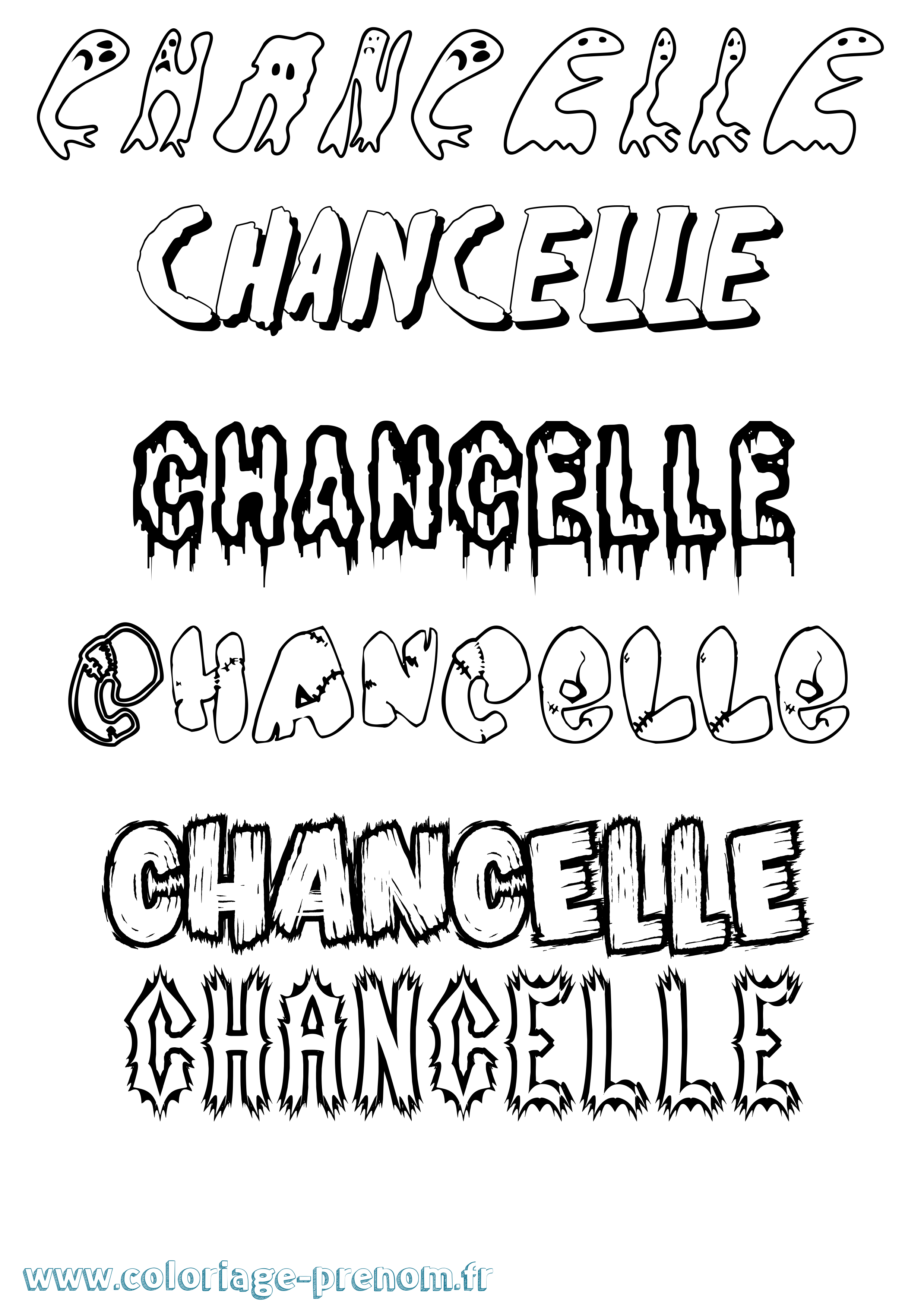 Coloriage Chancelle Frisson Coloriage prénom Chancelle Frisson