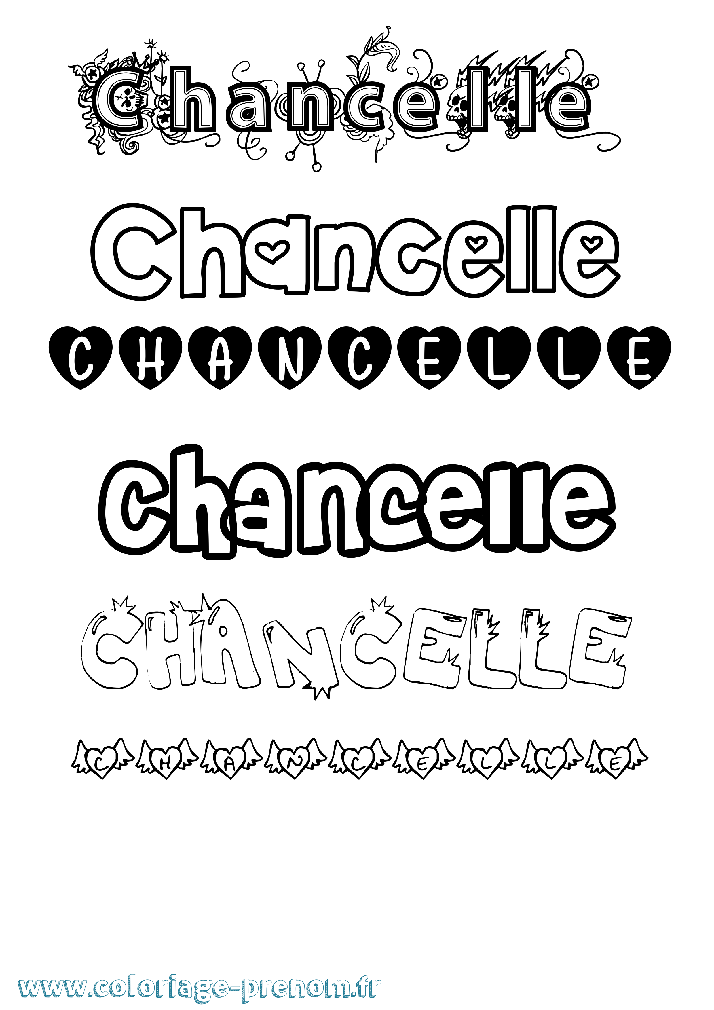Coloriage Chancelle Girly Coloriage prénom Chancelle Girly