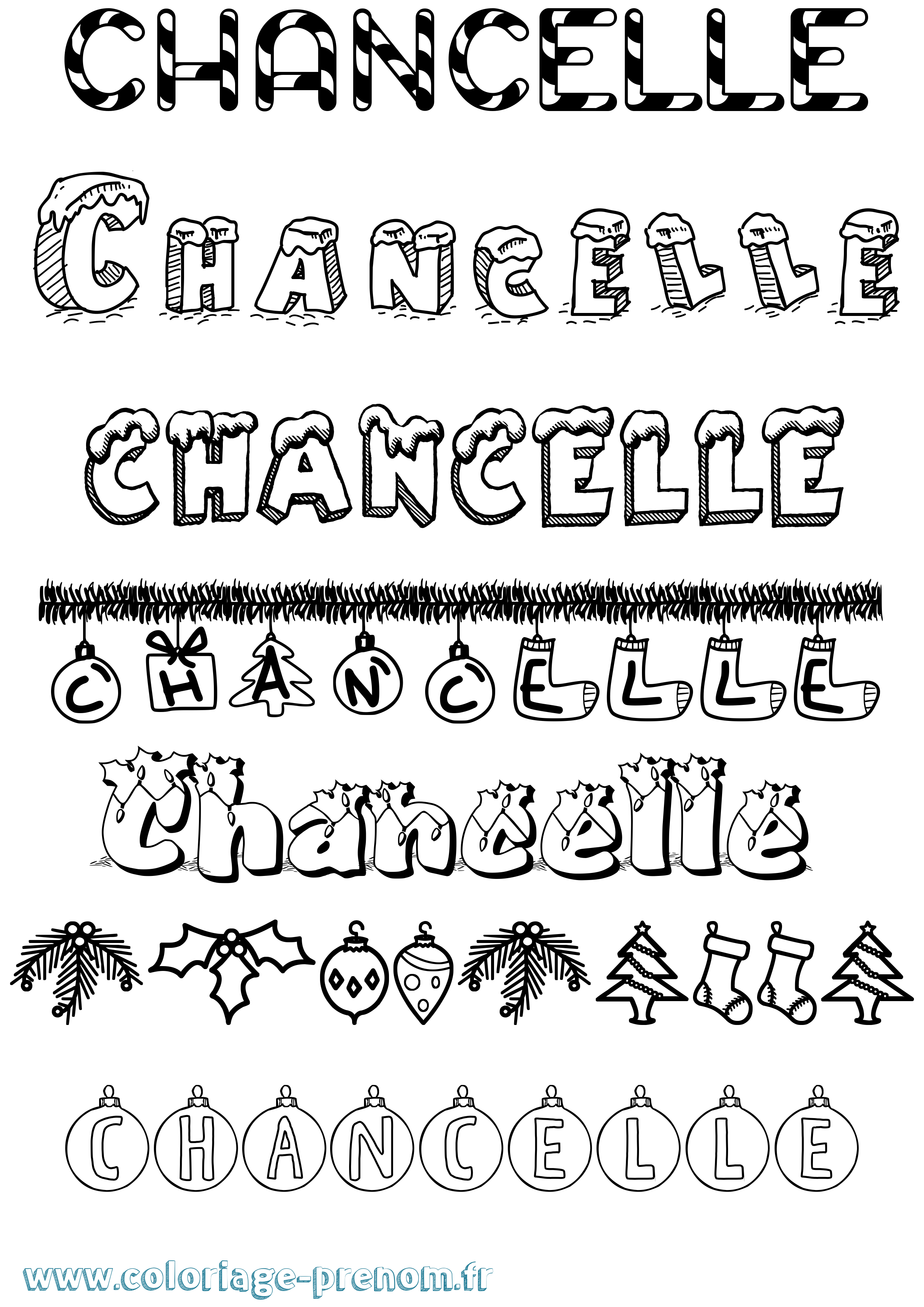 Coloriage Chancelle Noël Coloriage prénom Chancelle Noël
