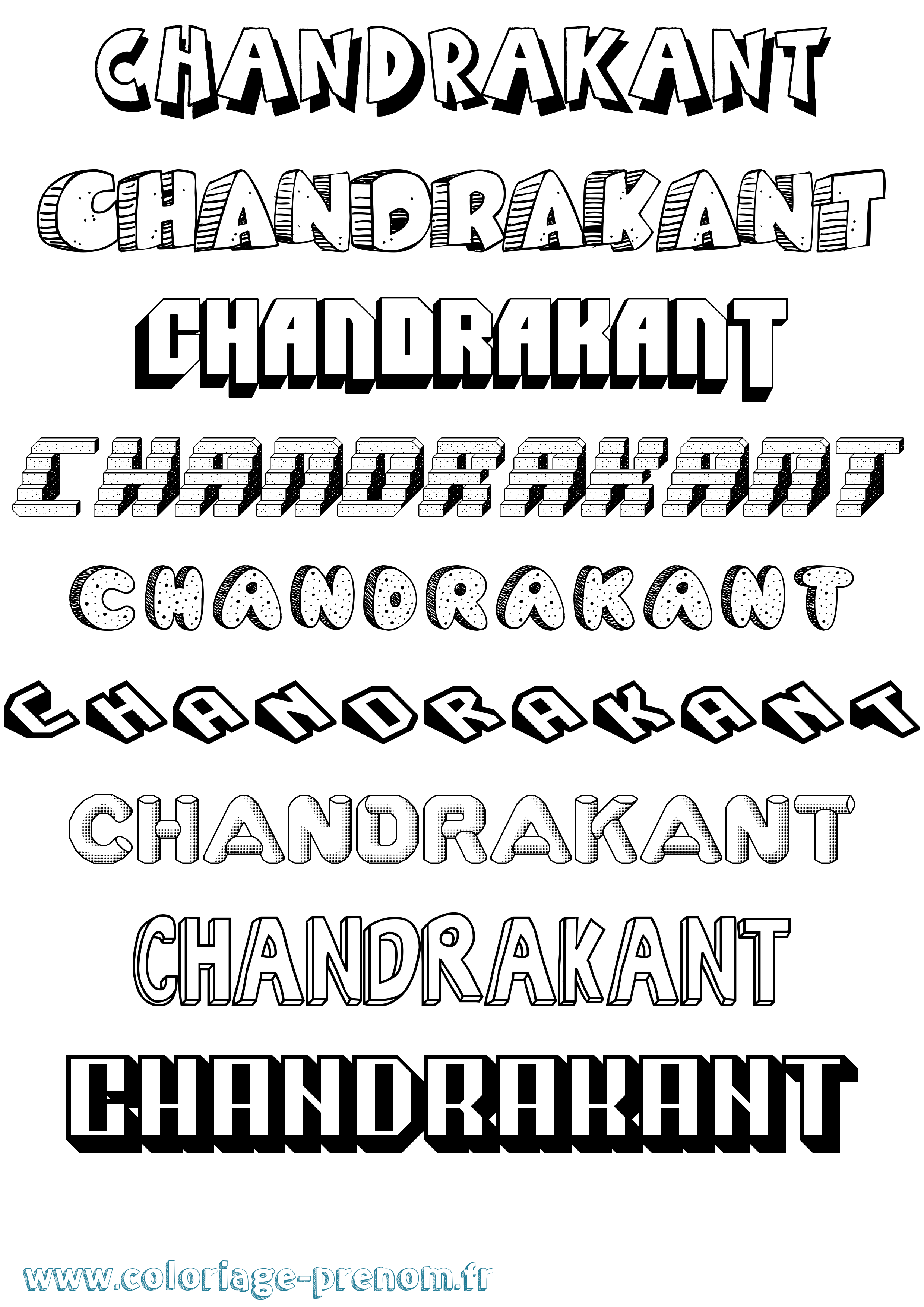 Coloriage Chandrakant Effet 3D Coloriage prénom Chandrakant Effet 3D