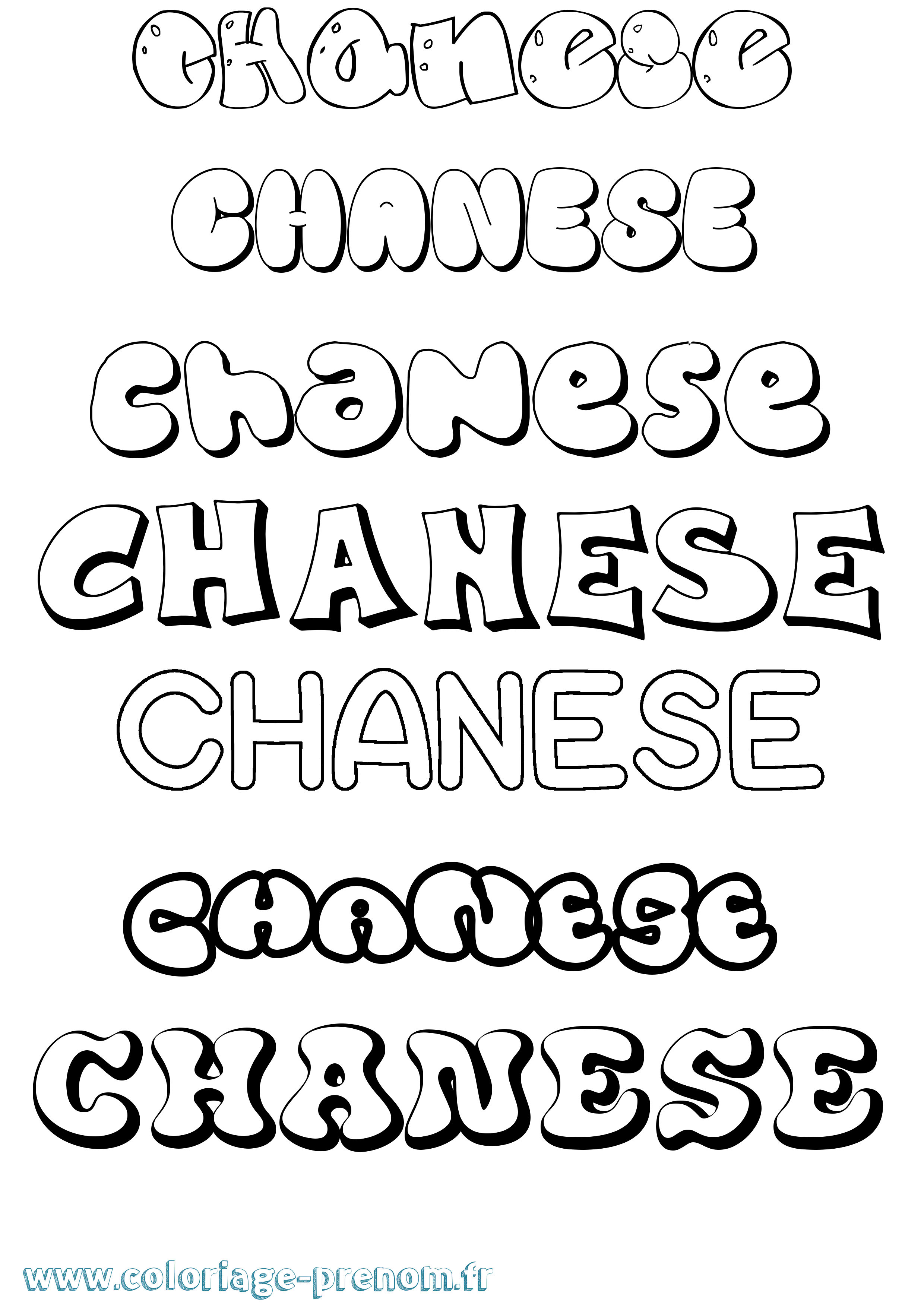 Coloriage Chanese Bubble Coloriage prénom Chanese Bubble