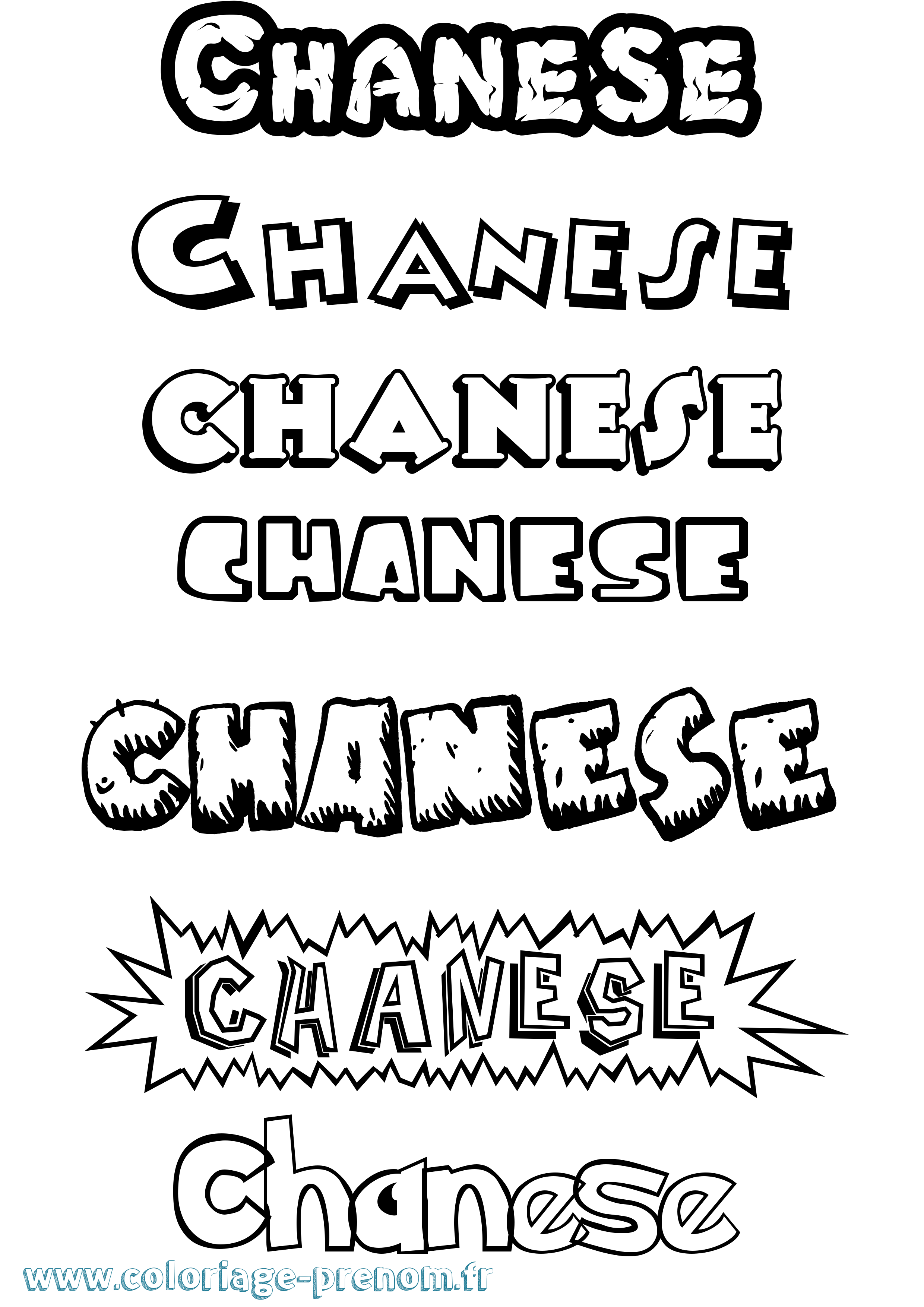 Coloriage Chanese Dessin Animé Coloriage prénom Chanese Dessin Animé