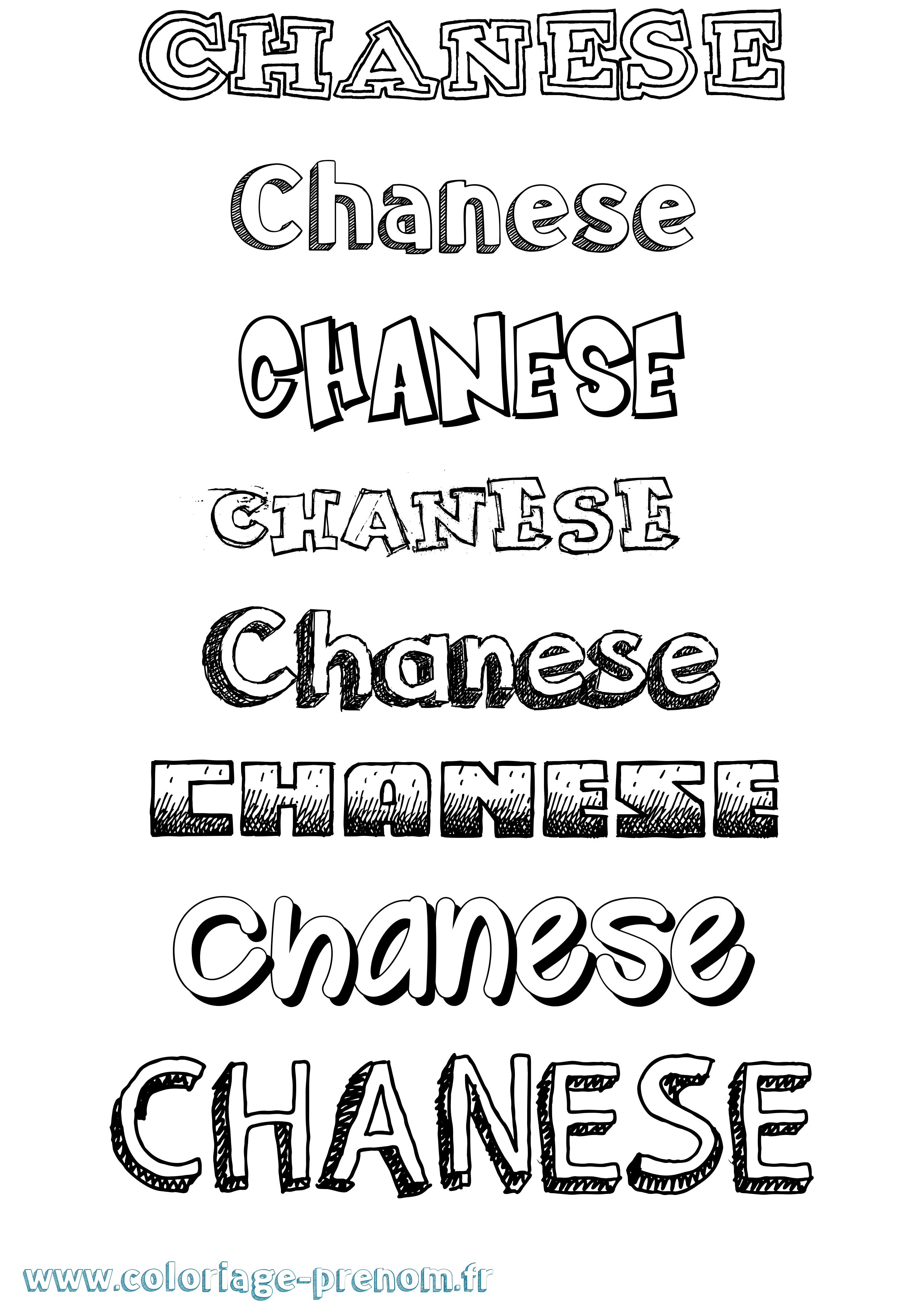 Coloriage Chanese Dessiné Coloriage prénom Chanese Dessiné