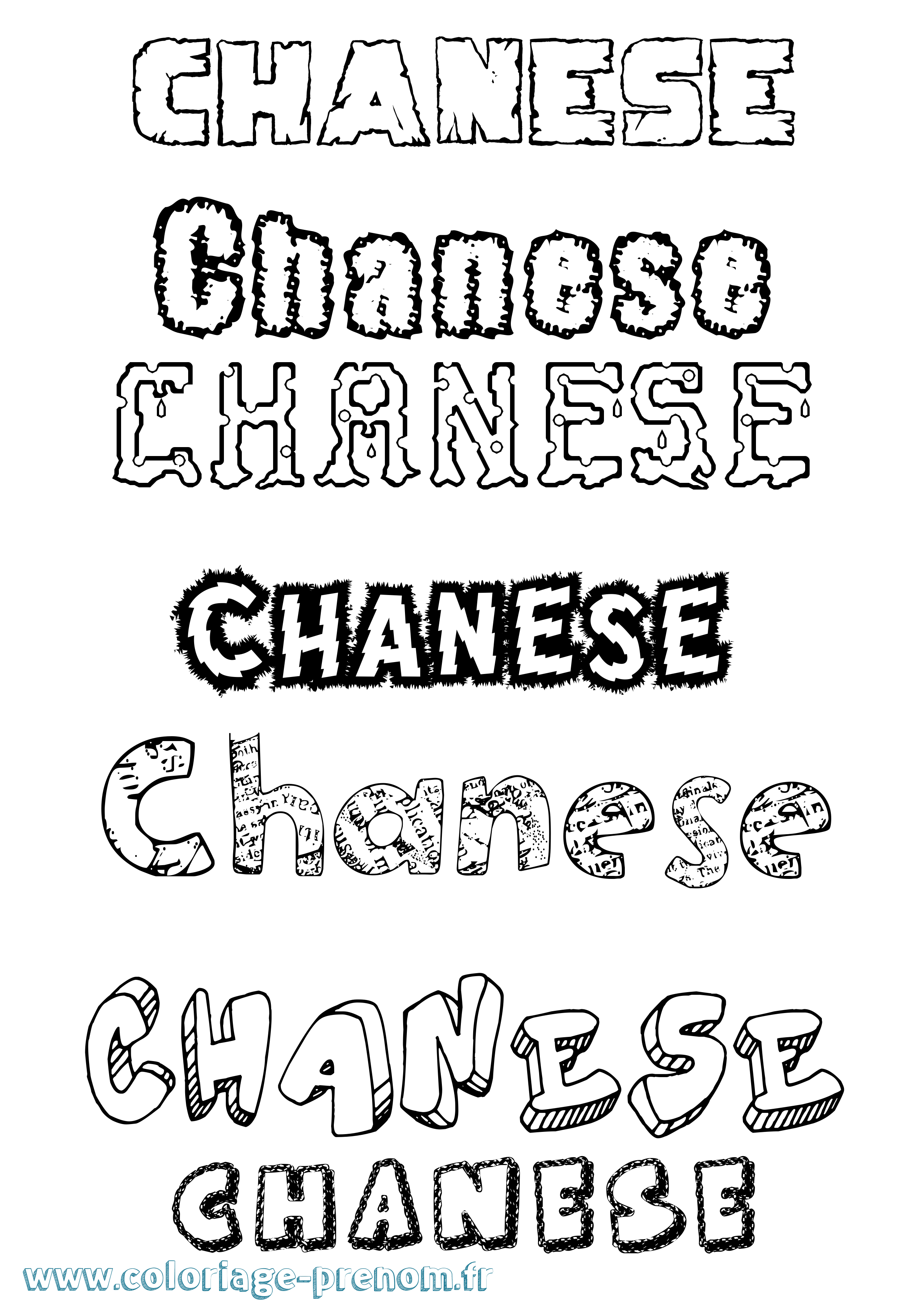 Coloriage Chanese Destructuré Coloriage prénom Chanese Destructuré
