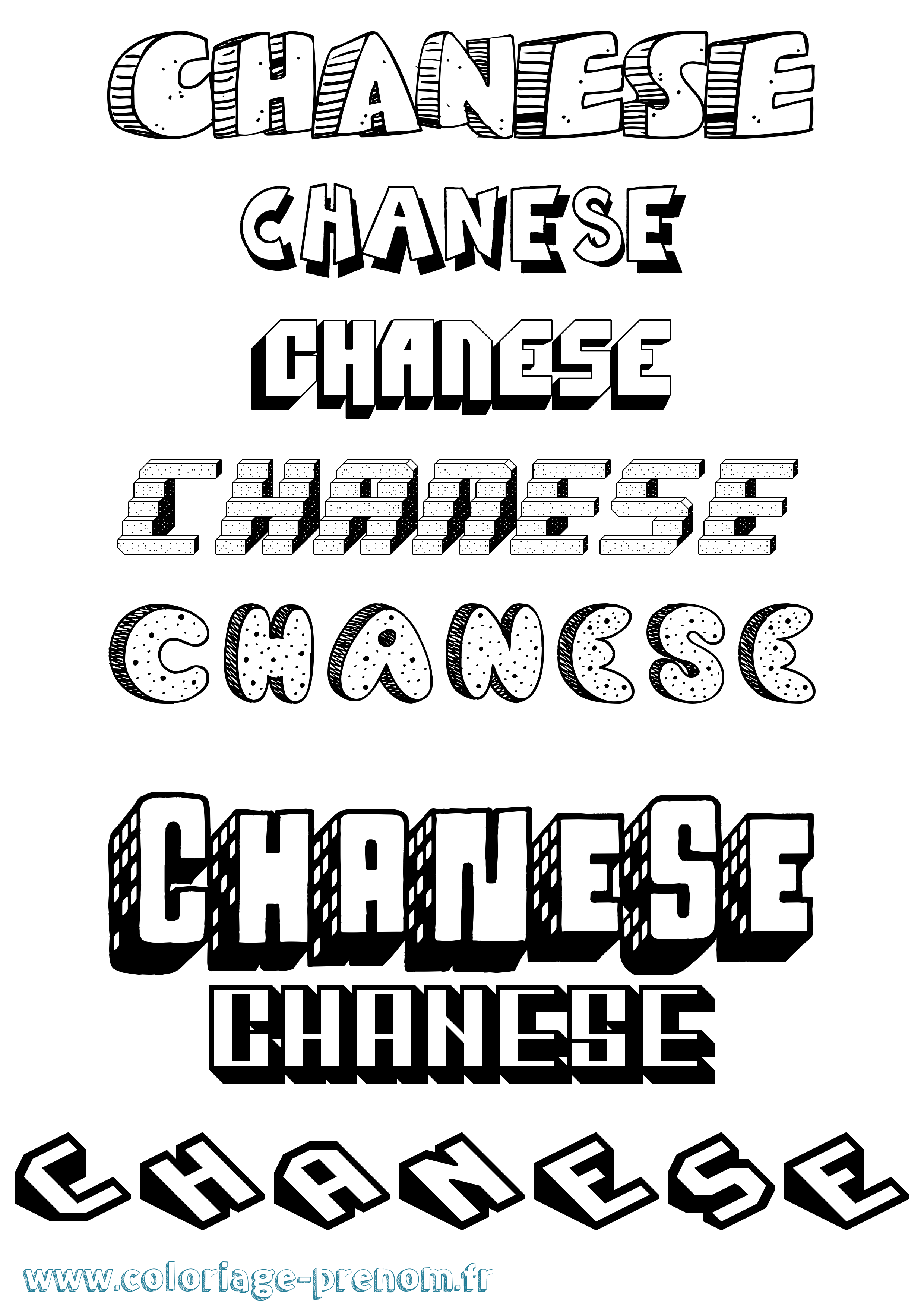 Coloriage Chanese Effet 3D Coloriage prénom Chanese Effet 3D