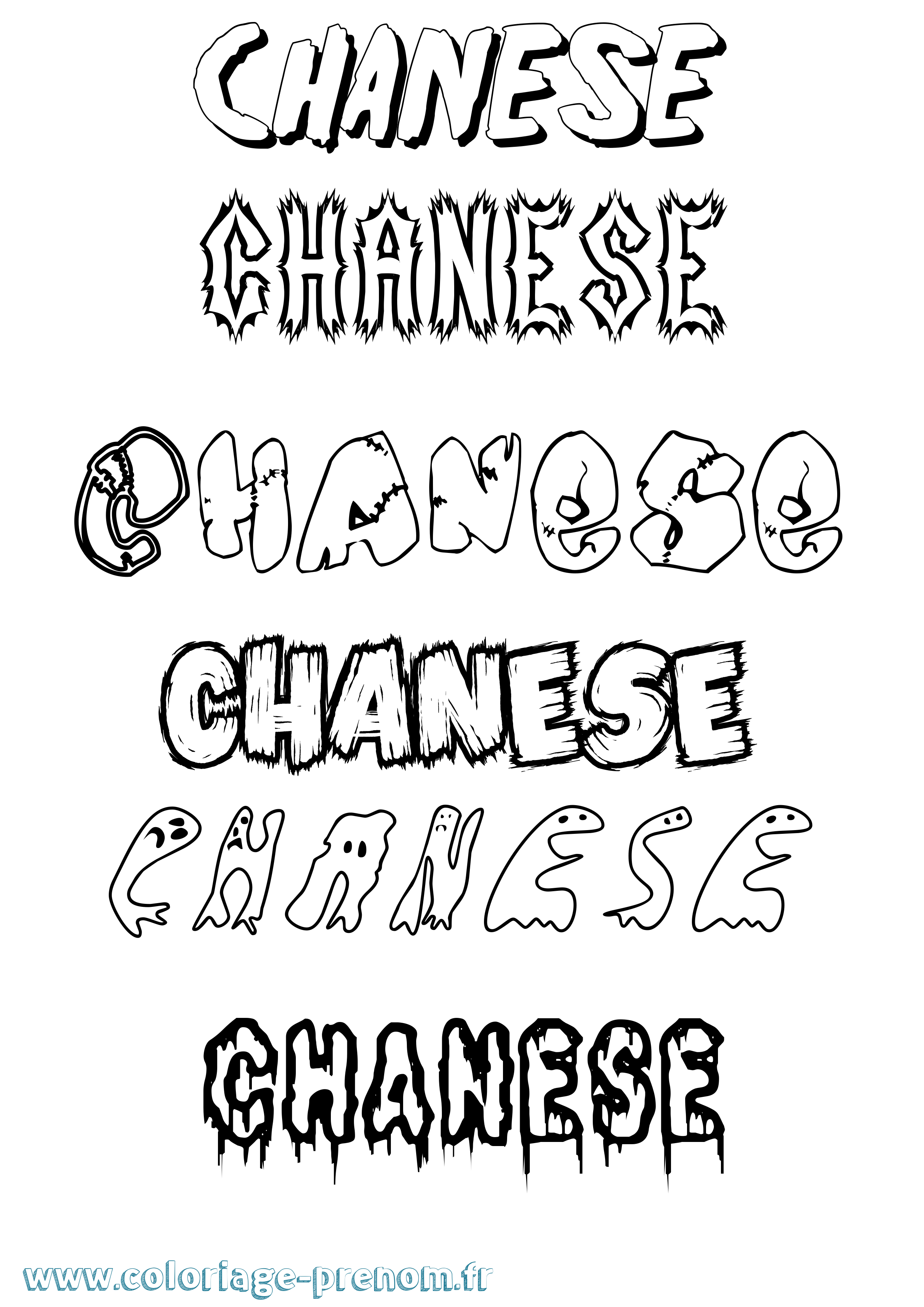 Coloriage Chanese Frisson Coloriage prénom Chanese Frisson