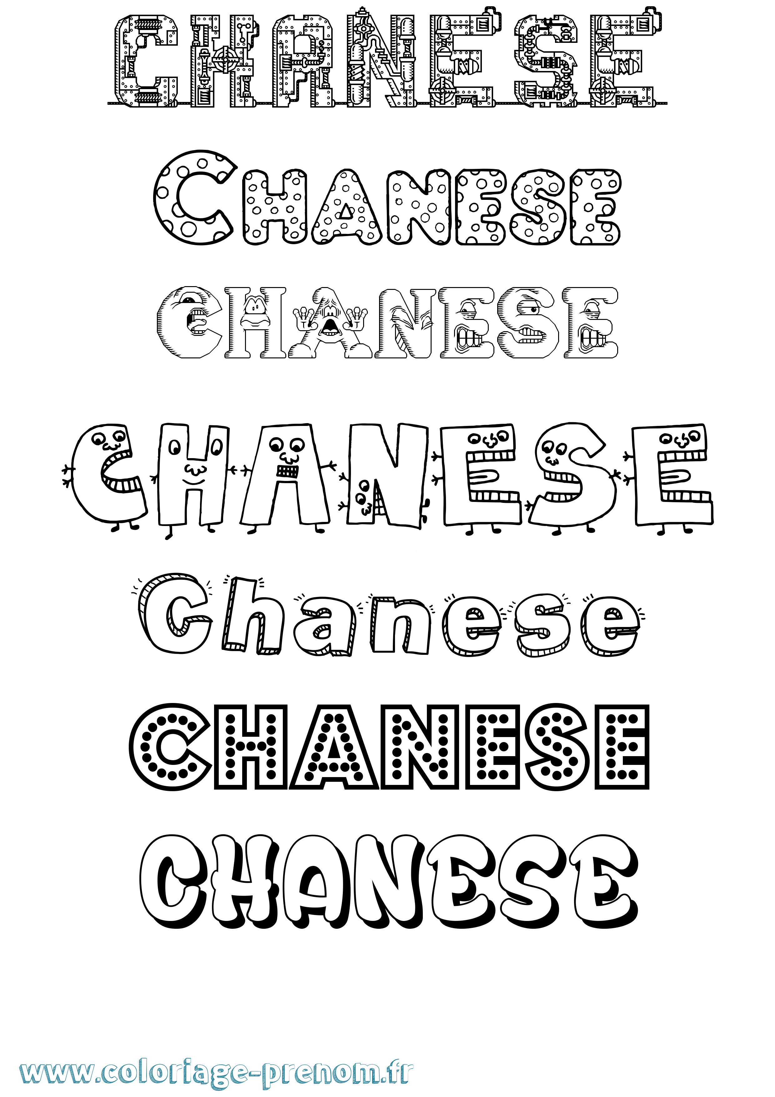 Coloriage Chanese Fun Coloriage prénom Chanese Fun
