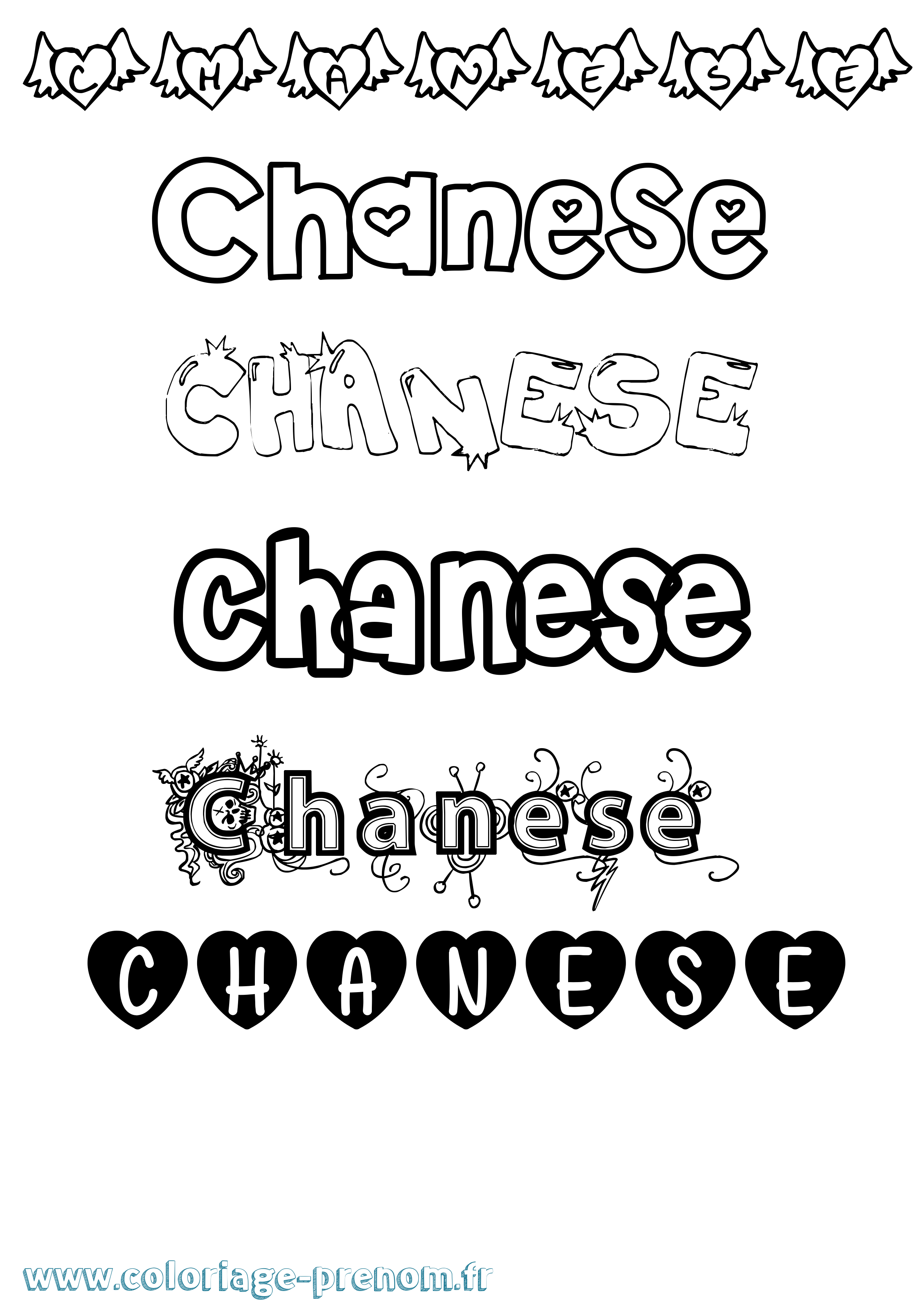Coloriage Chanese Girly Coloriage prénom Chanese Girly