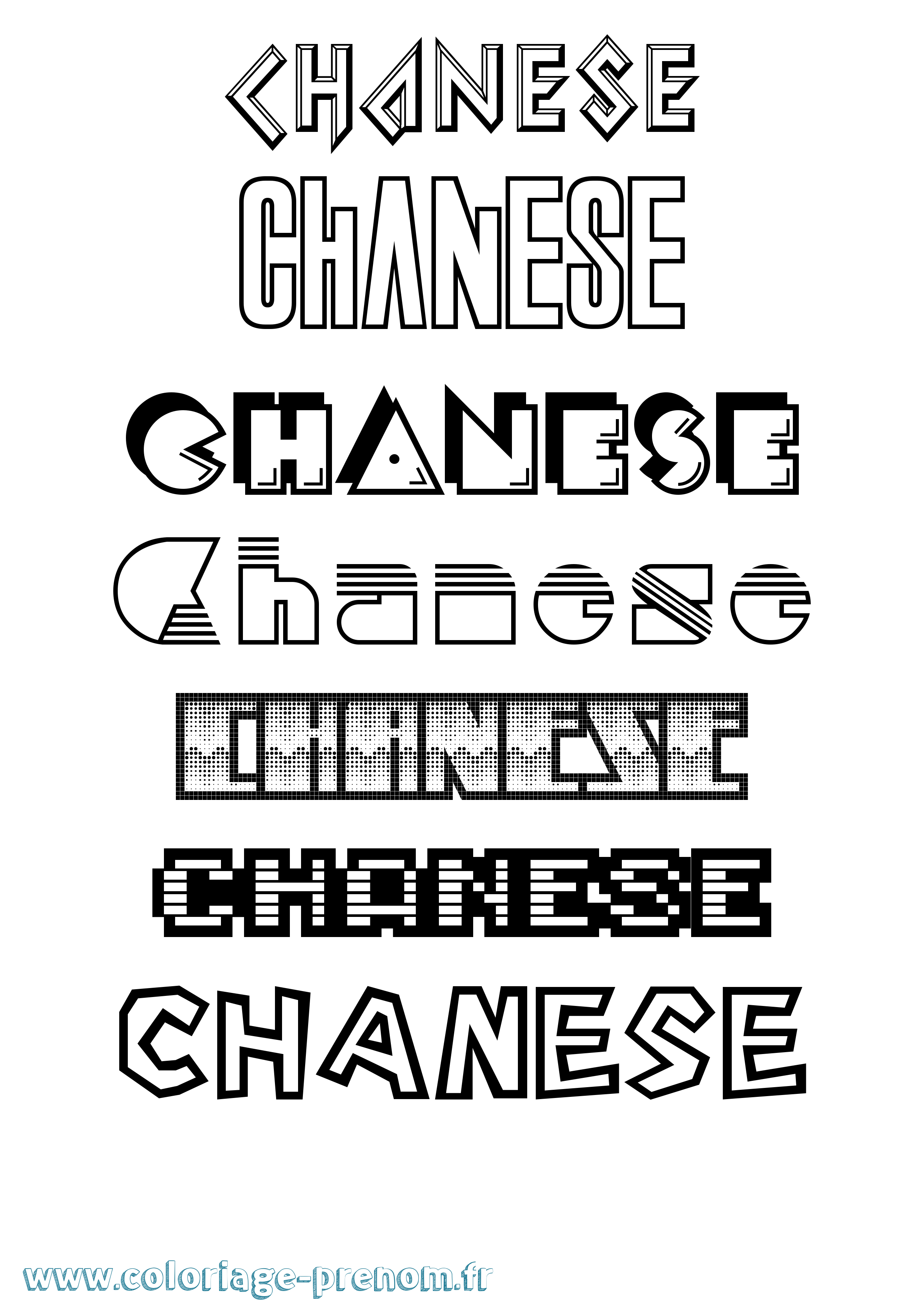 Coloriage Chanese Jeux Vidéos Coloriage prénom Chanese Jeux Vidéos