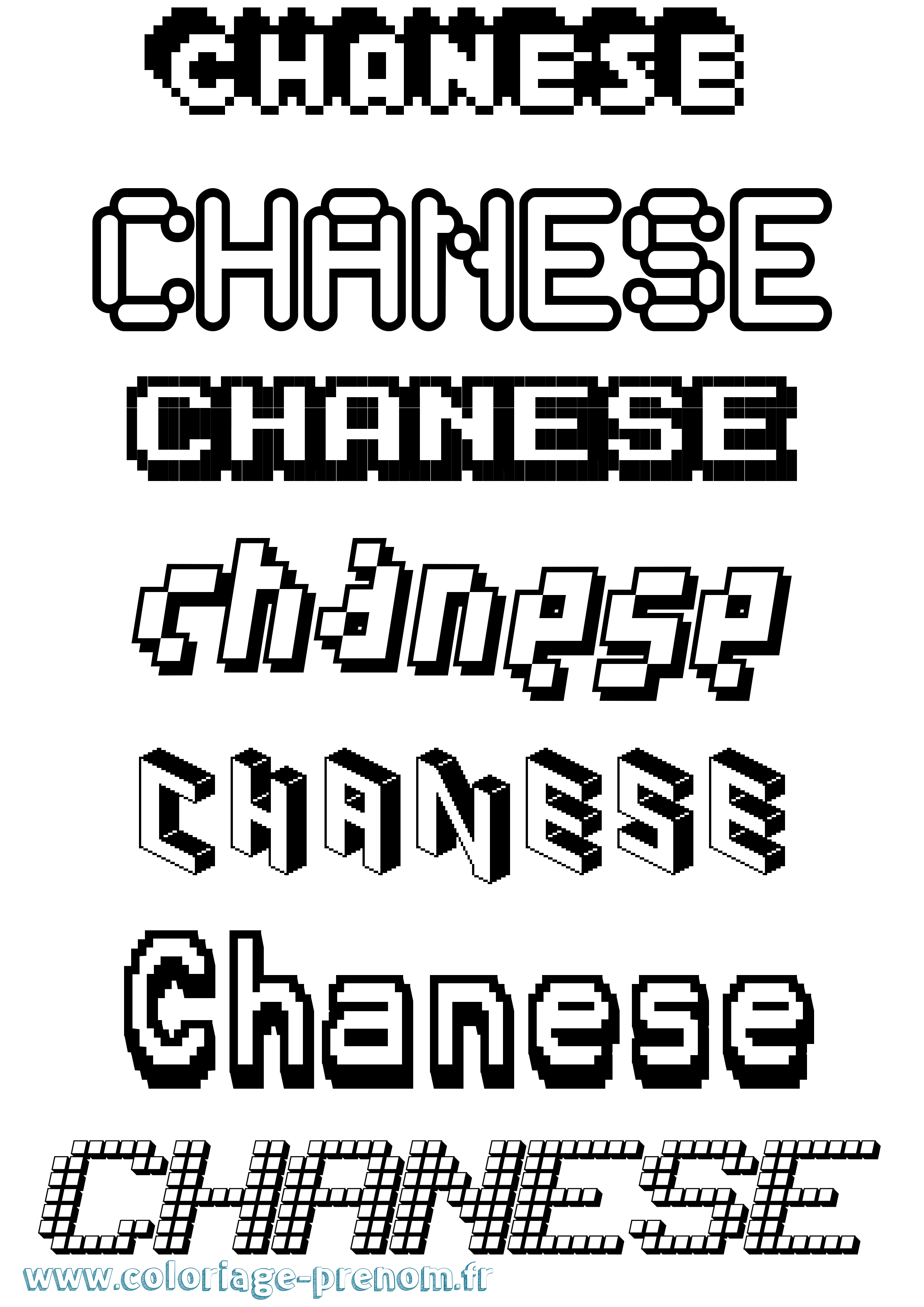 Coloriage Chanese Pixel Coloriage prénom Chanese Pixel