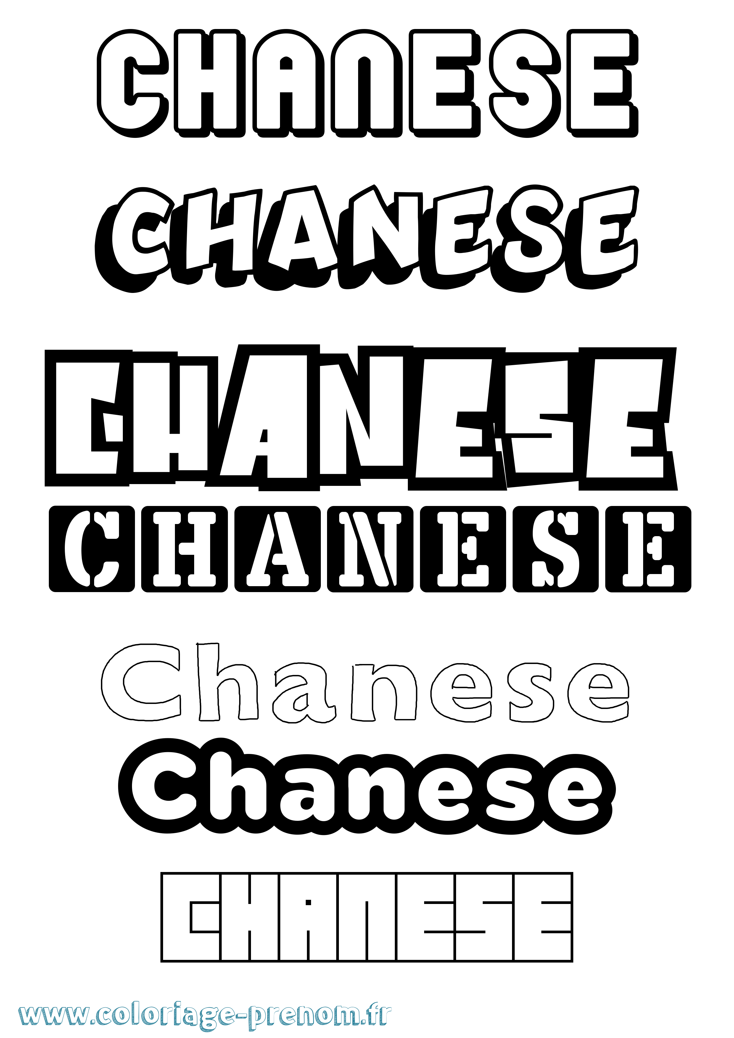 Coloriage Chanese Simple Coloriage prénom Chanese Simple