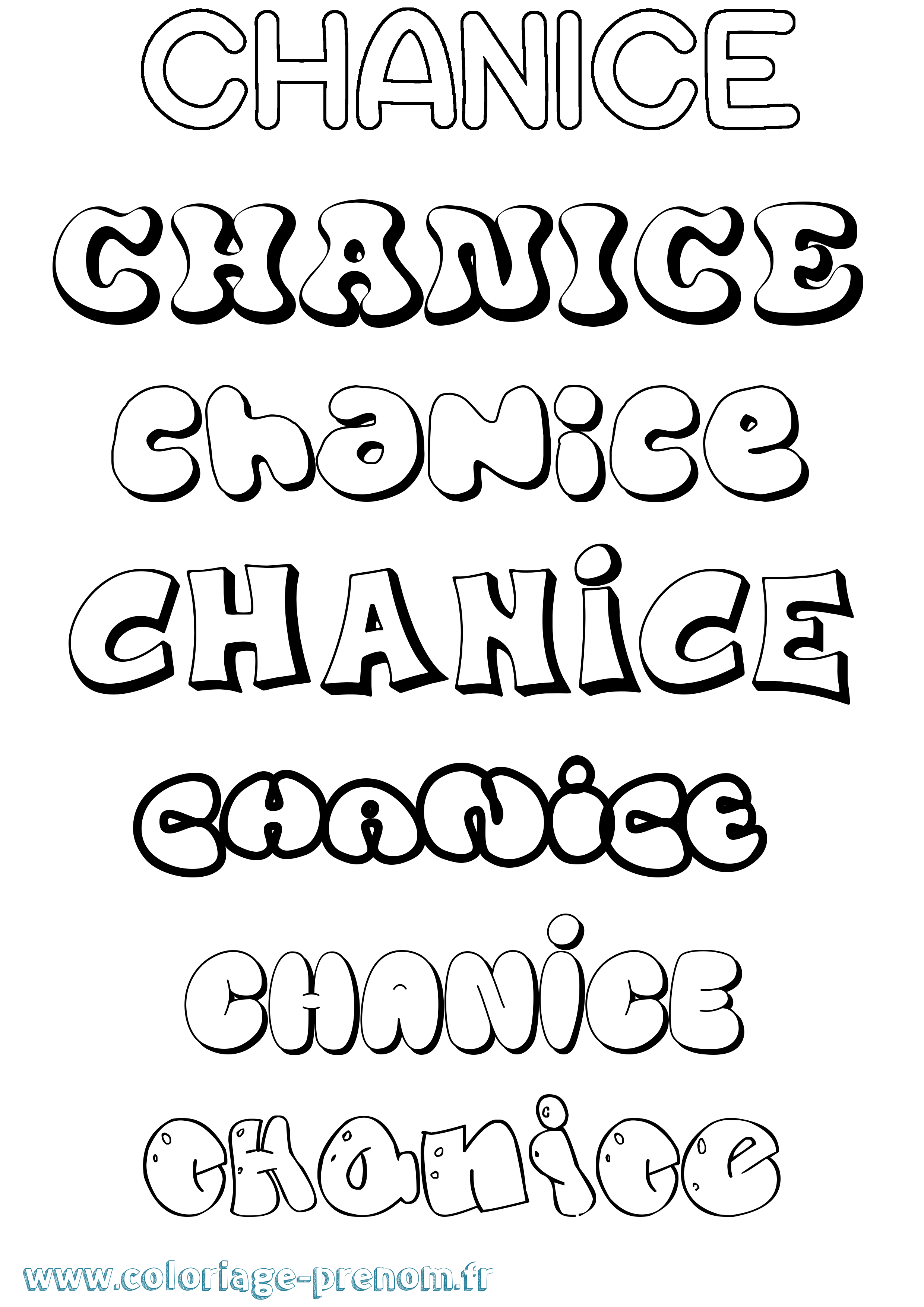 Coloriage Chanice Bubble Coloriage prénom Chanice Bubble