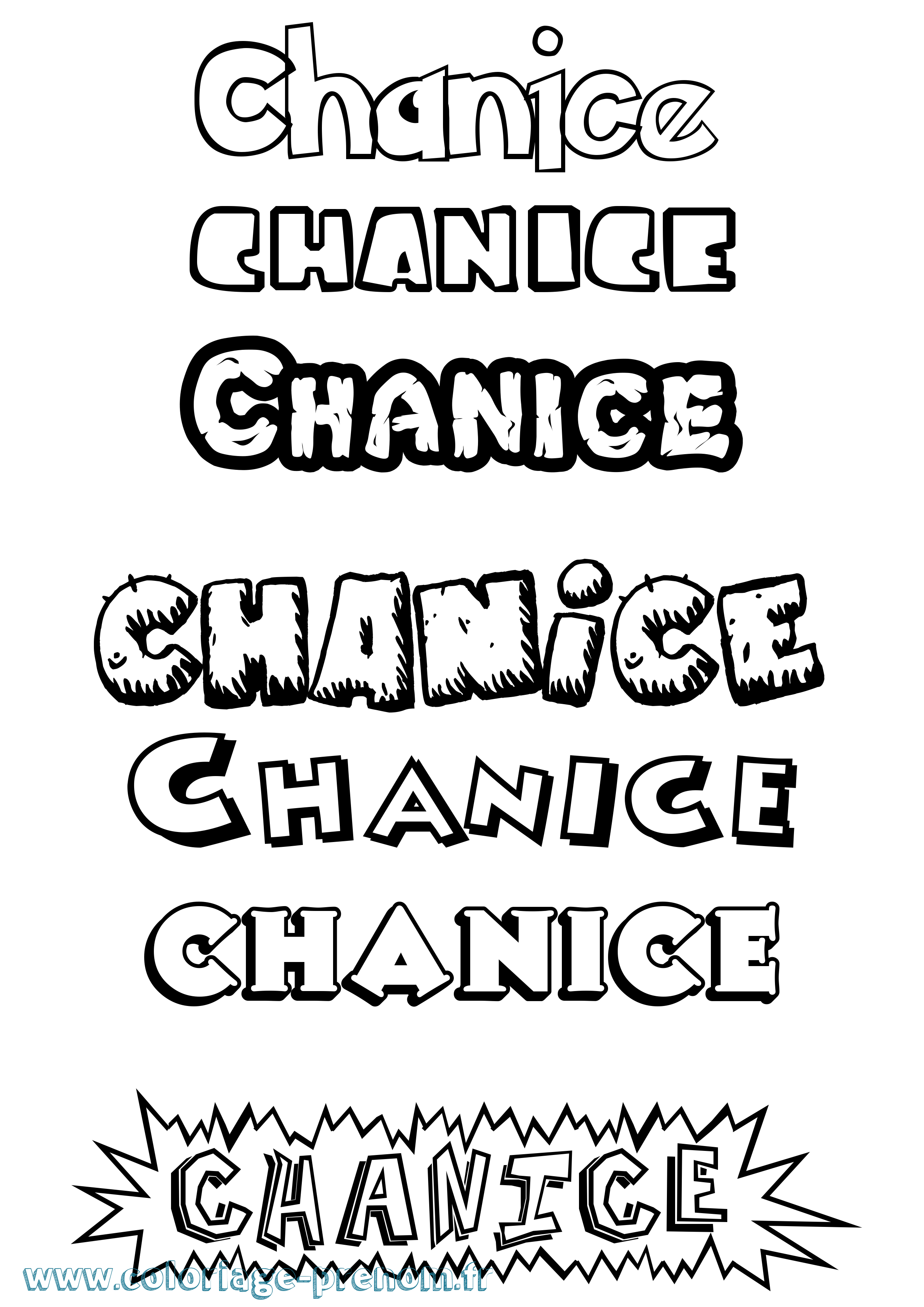 Coloriage Chanice Dessin Animé Coloriage prénom Chanice Dessin Animé
