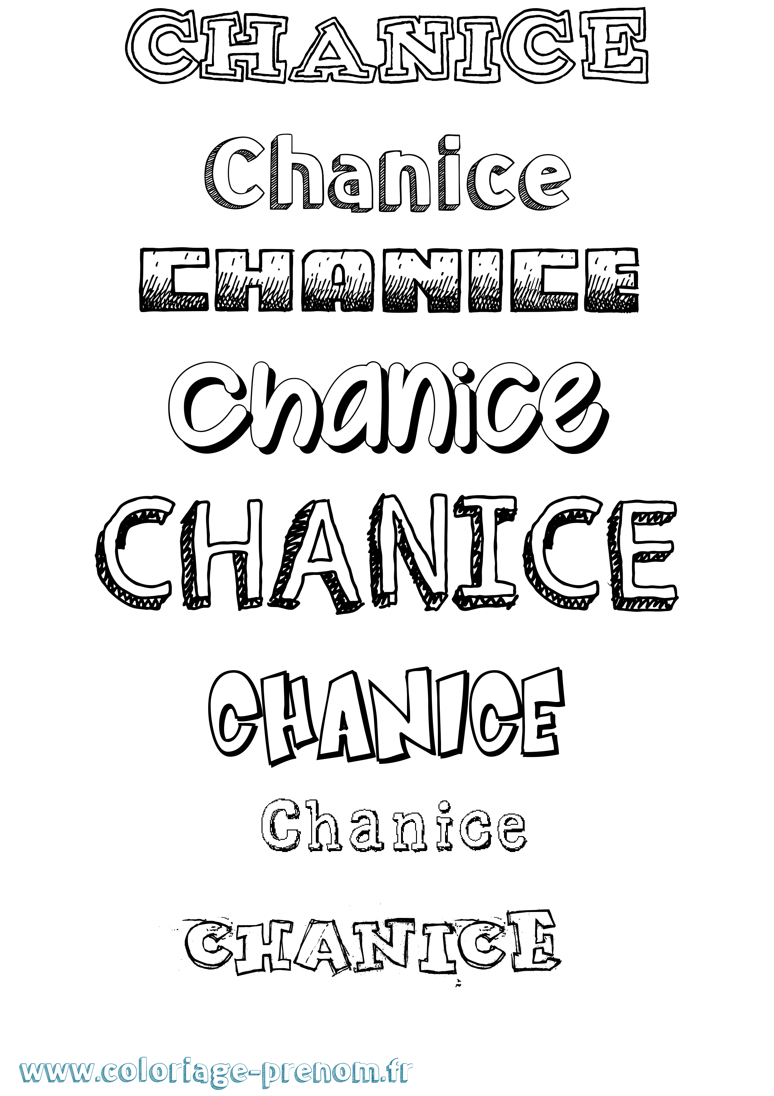 Coloriage Chanice Dessiné Coloriage prénom Chanice Dessiné