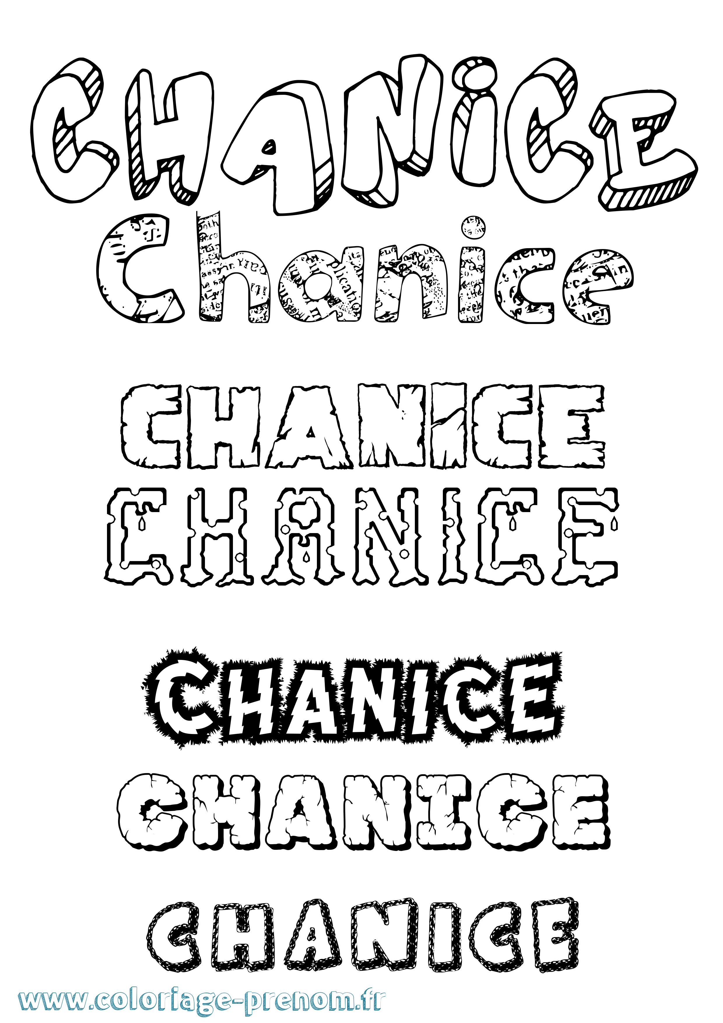 Coloriage Chanice Destructuré Coloriage prénom Chanice Destructuré