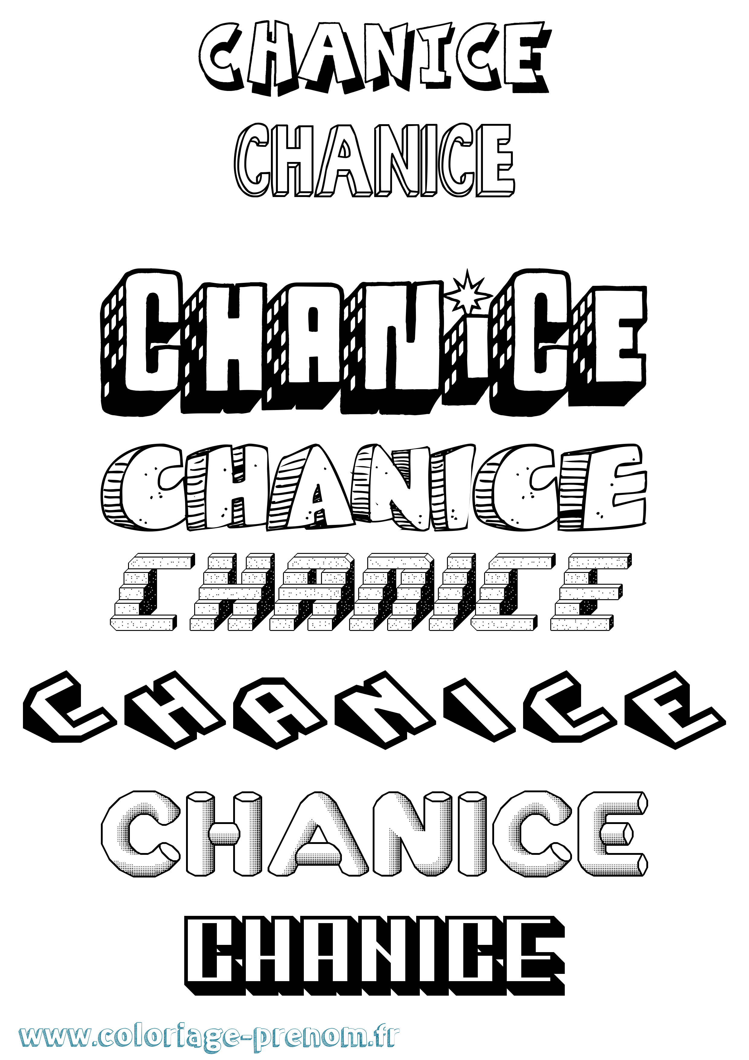 Coloriage Chanice Effet 3D Coloriage prénom Chanice Effet 3D