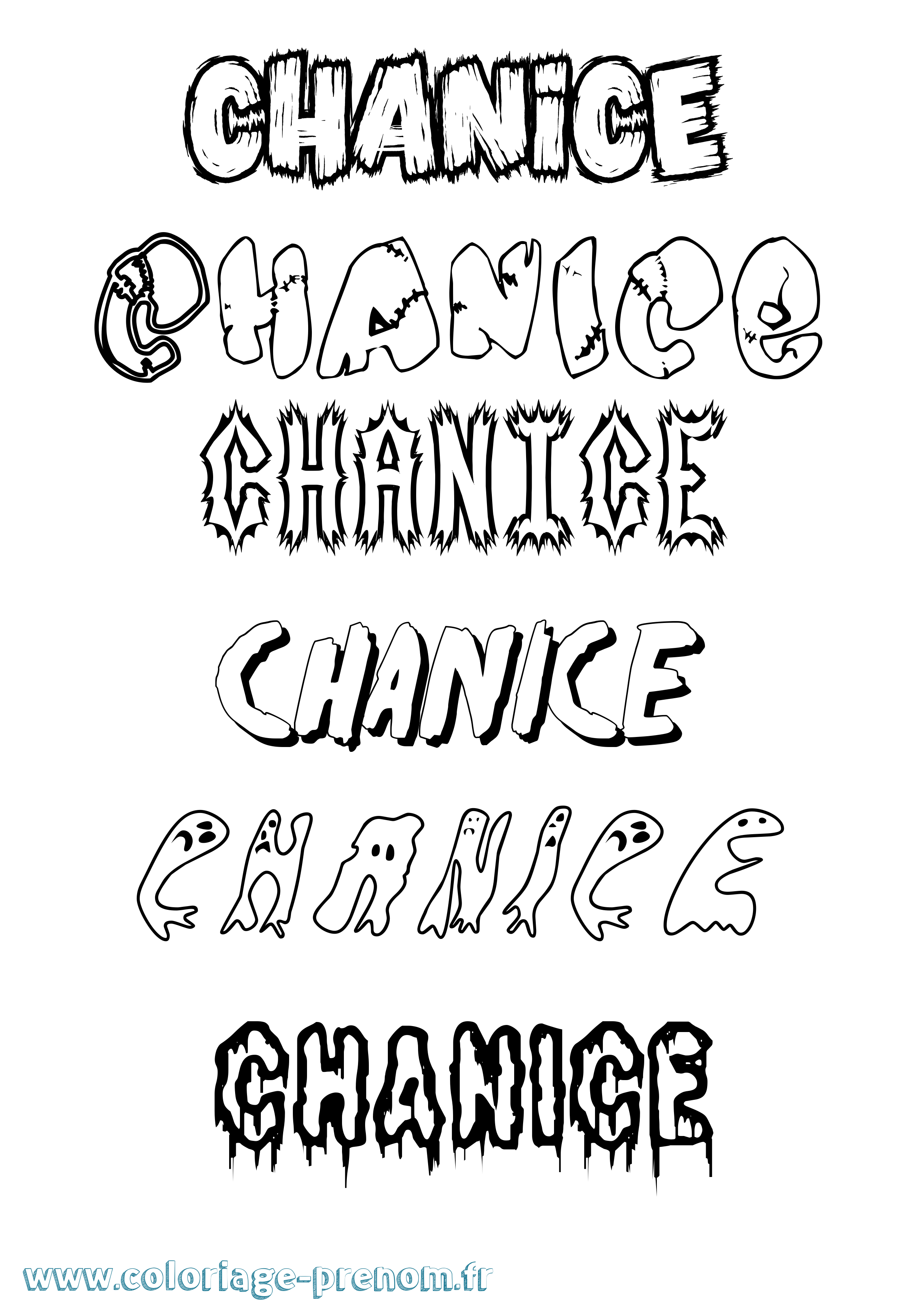 Coloriage Chanice Frisson Coloriage prénom Chanice Frisson