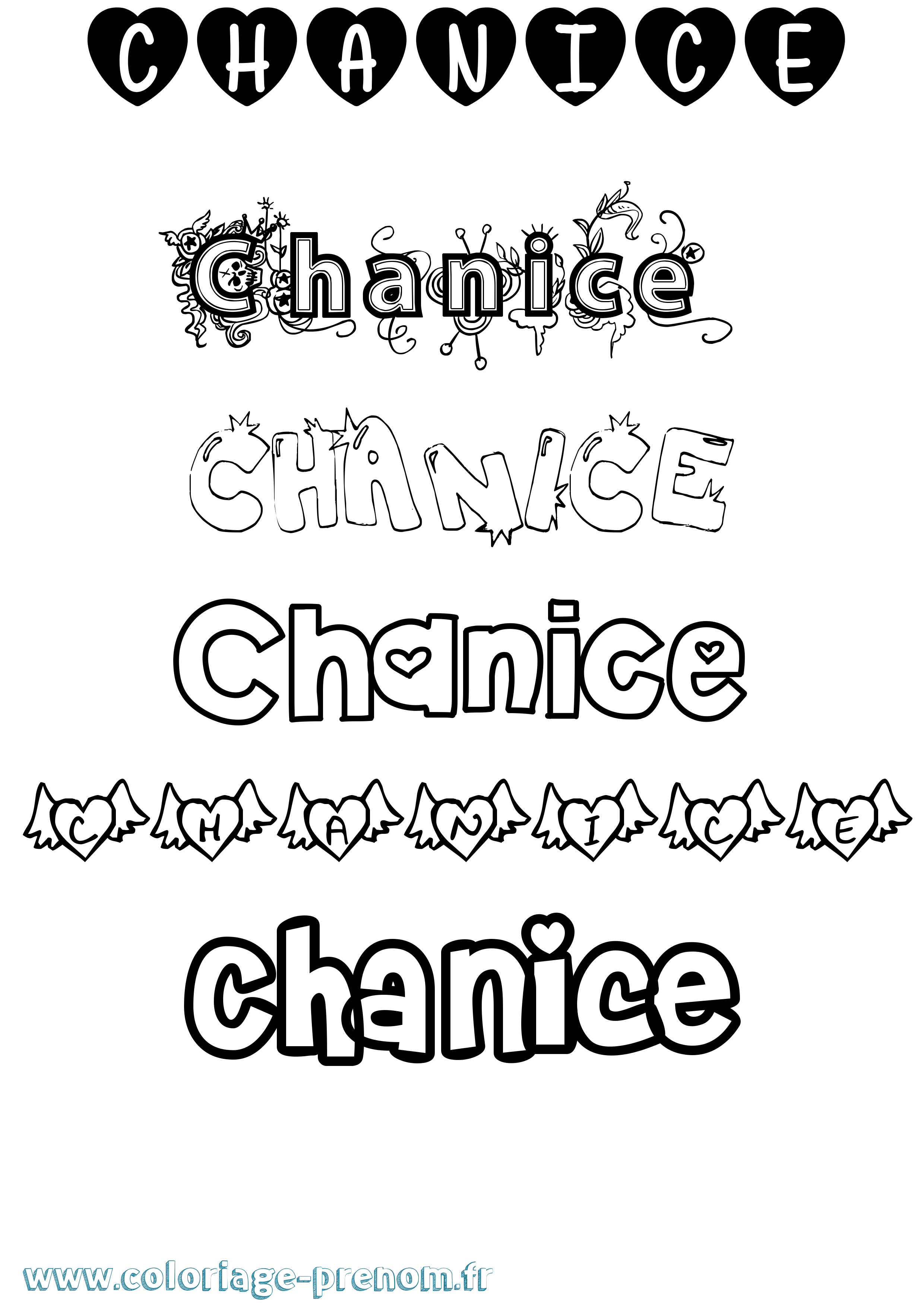 Coloriage Chanice Girly Coloriage prénom Chanice Girly