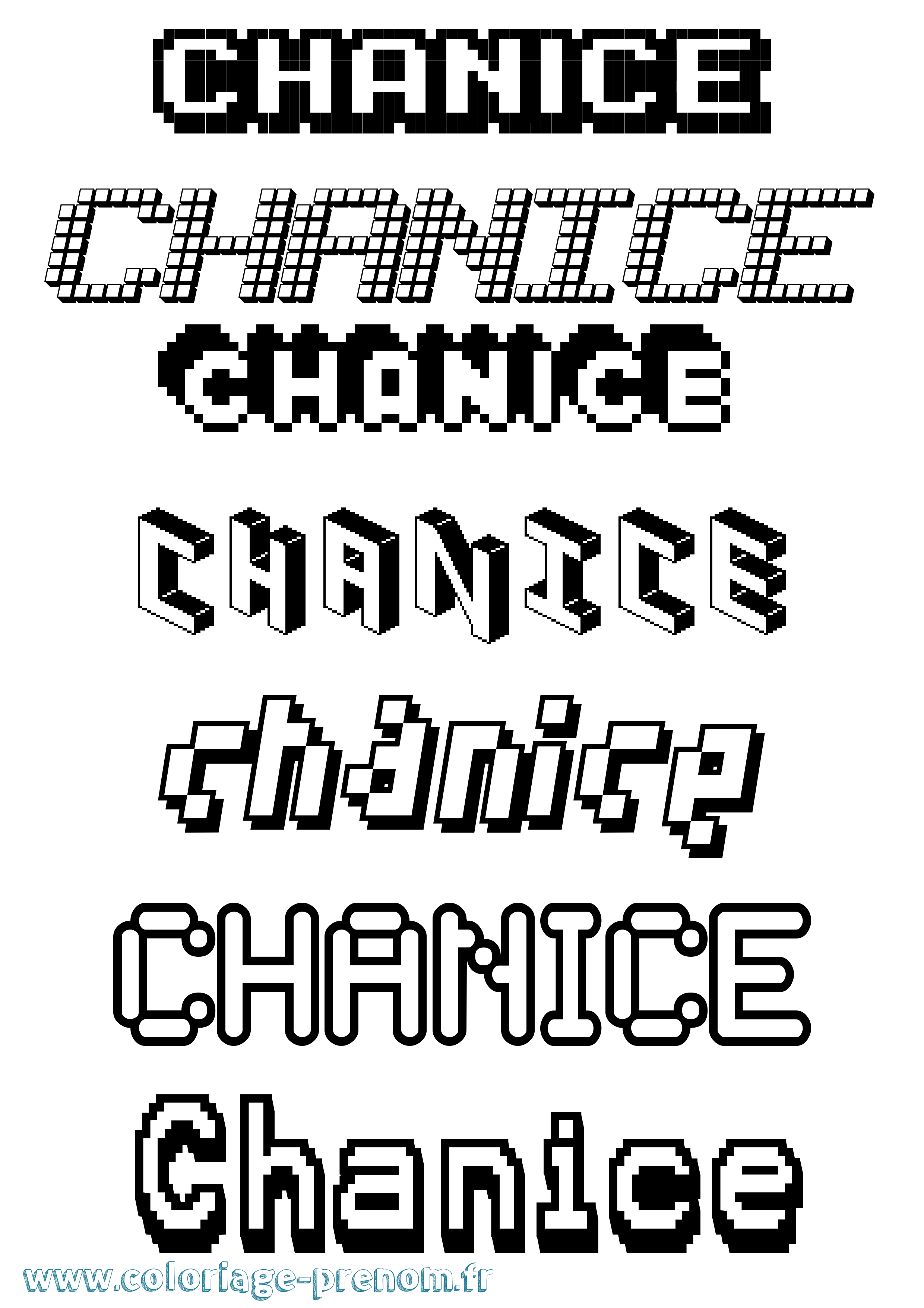 Coloriage Chanice Pixel Coloriage prénom Chanice Pixel