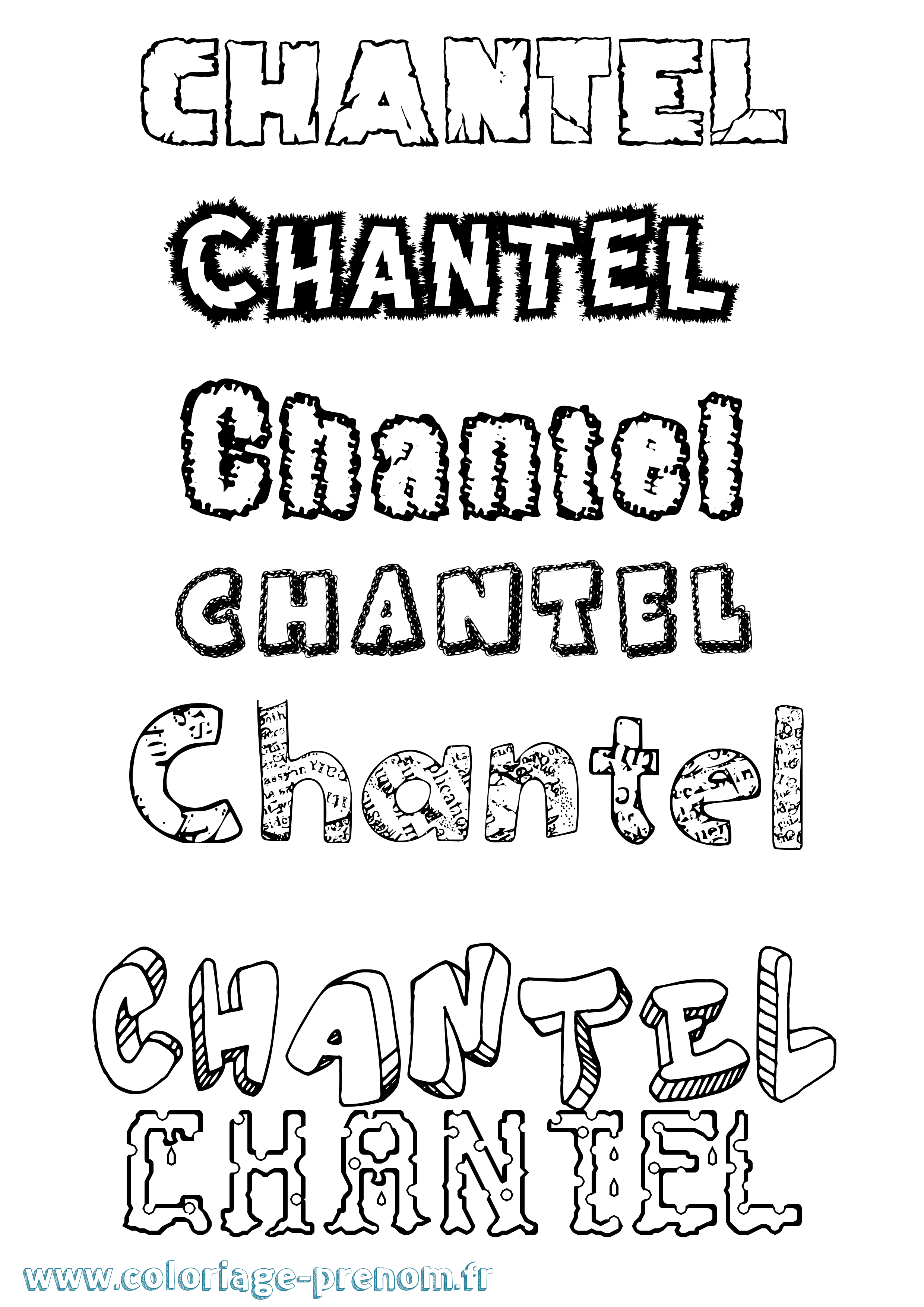 Coloriage Chantel Destructuré Coloriage prénom Chantel Destructuré
