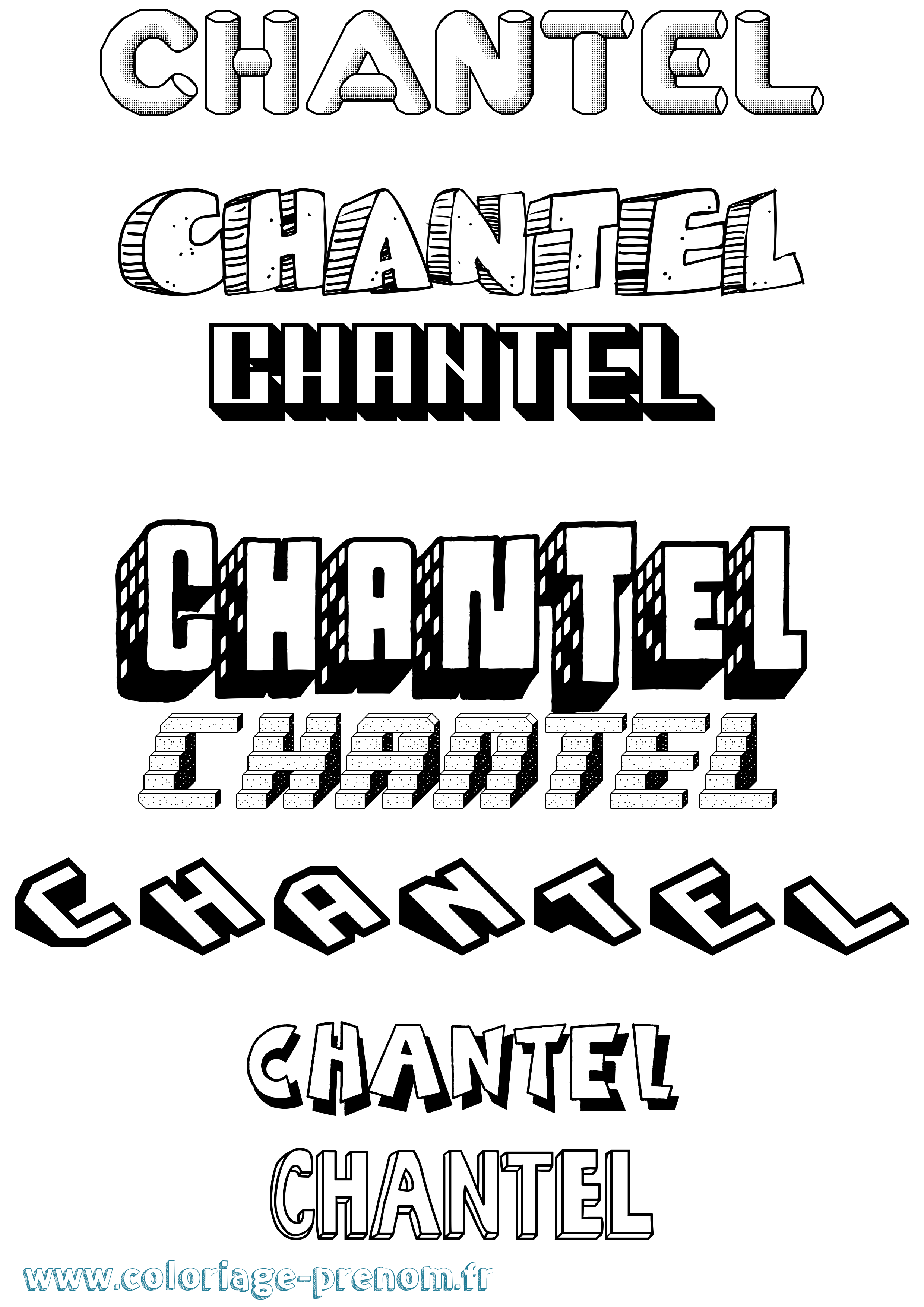 Coloriage Chantel Effet 3D Coloriage prénom Chantel Effet 3D