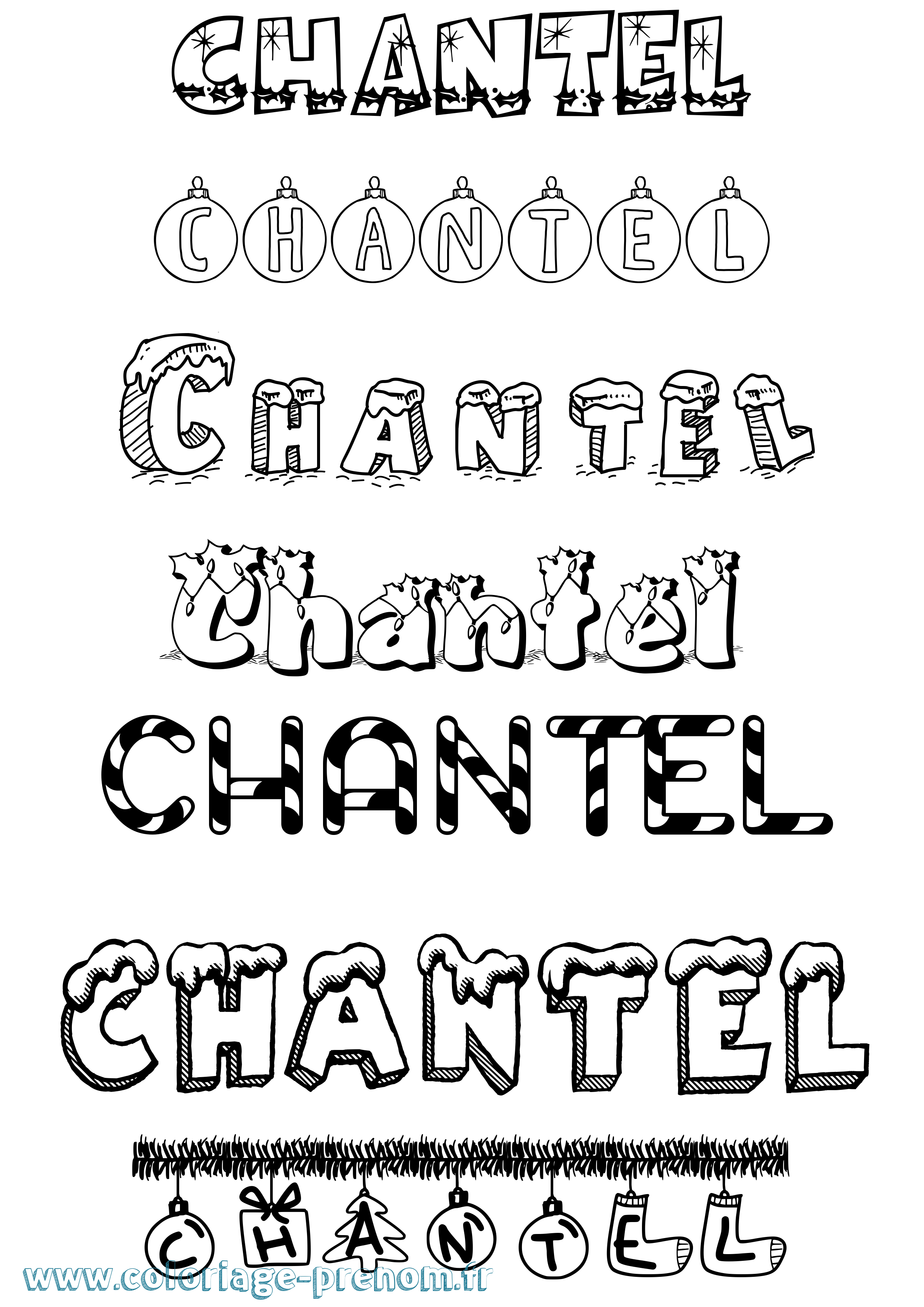 Coloriage Chantel Noël Coloriage prénom Chantel Noël