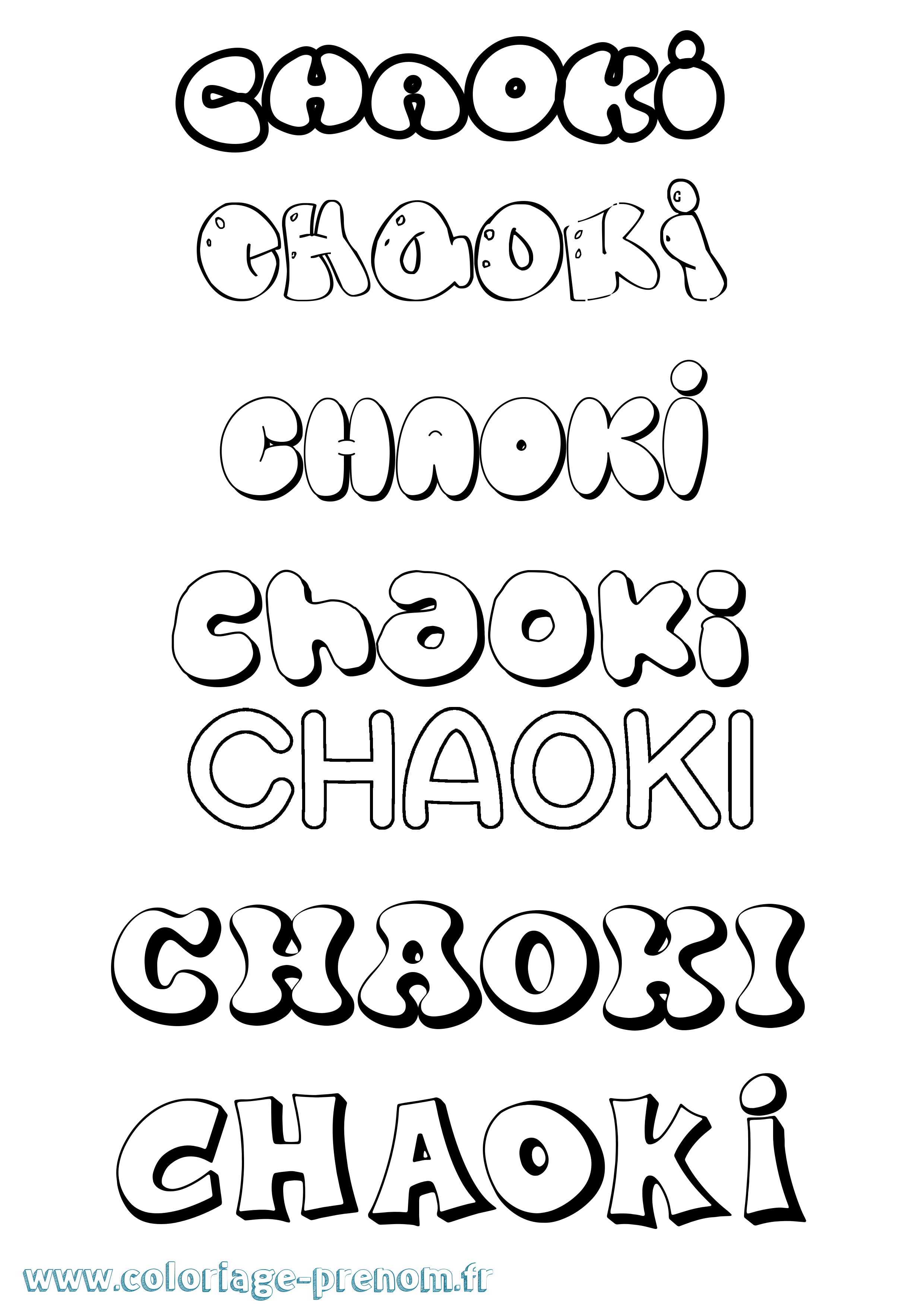 Coloriage Chaoki Bubble Coloriage prénom Chaoki Bubble