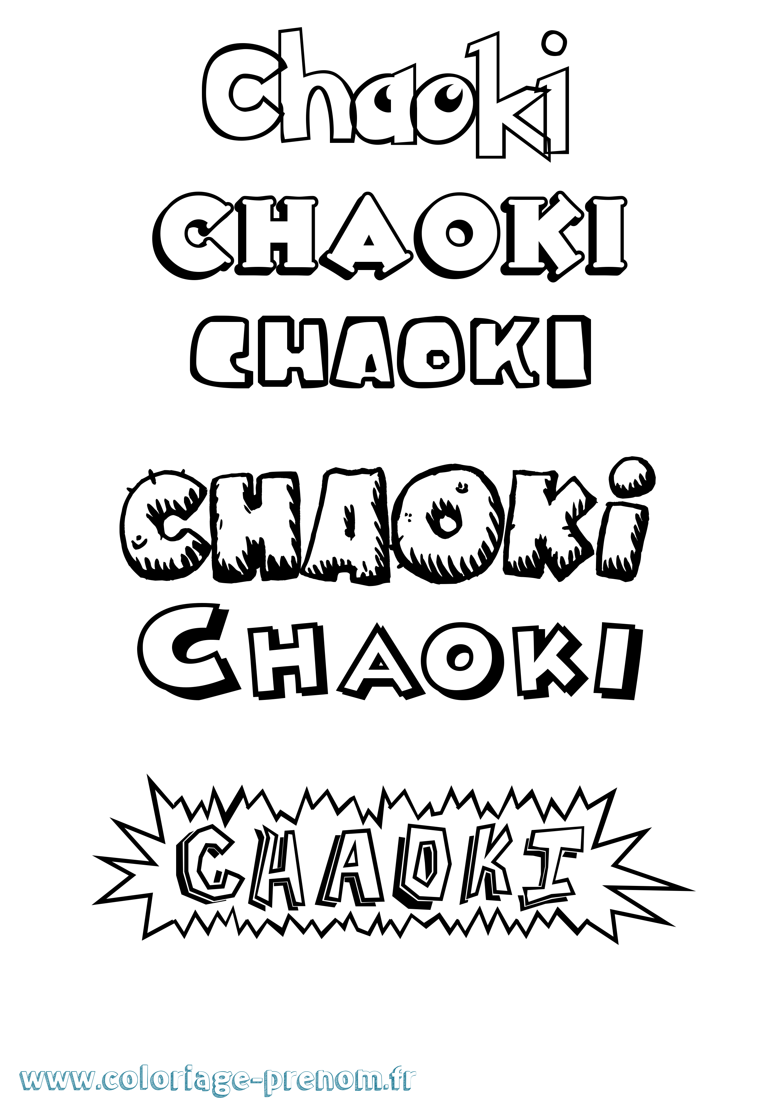 Coloriage Chaoki Dessin Animé Coloriage prénom Chaoki Dessin Animé