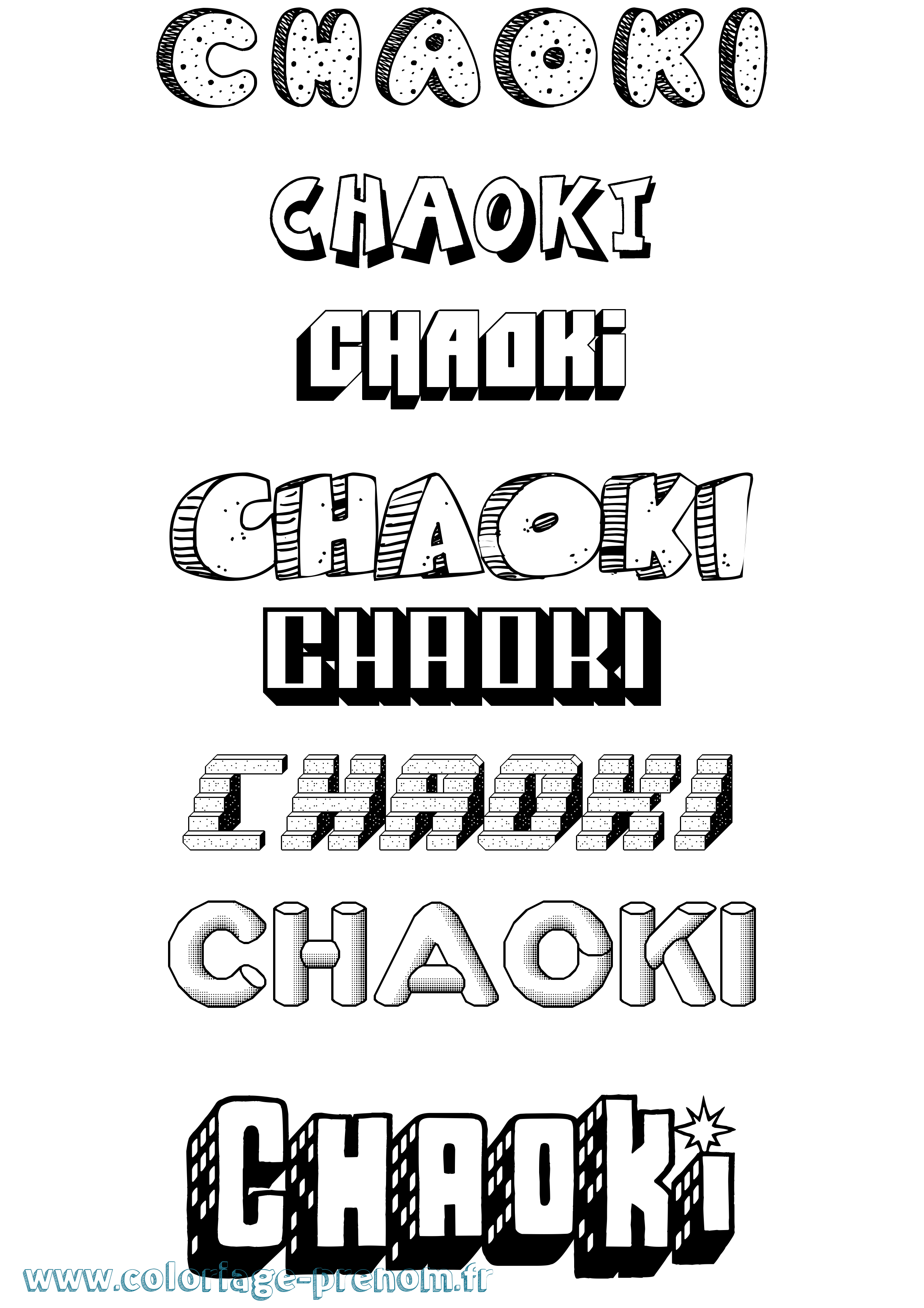Coloriage Chaoki Effet 3D Coloriage prénom Chaoki Effet 3D