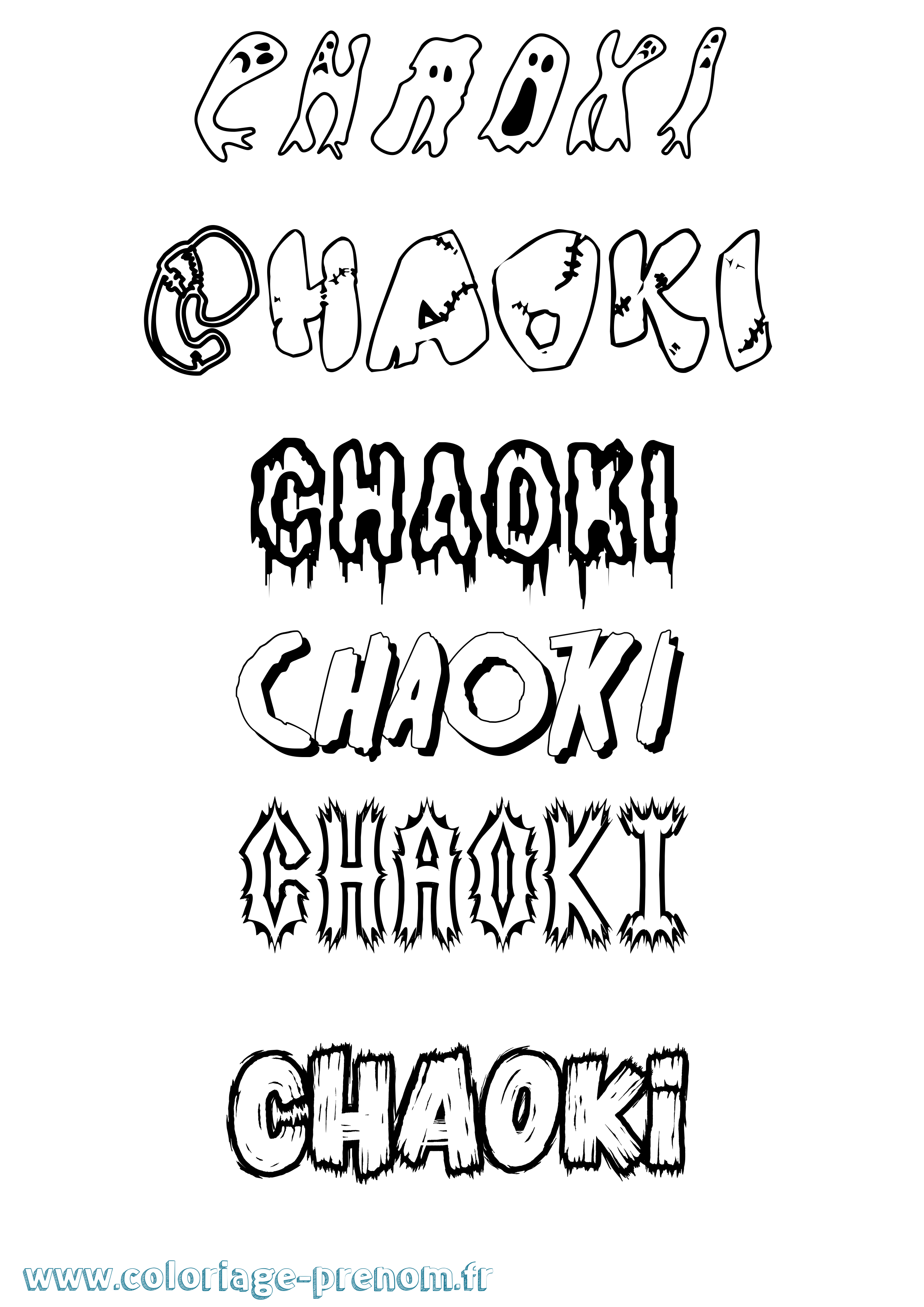 Coloriage Chaoki Frisson Coloriage prénom Chaoki Frisson