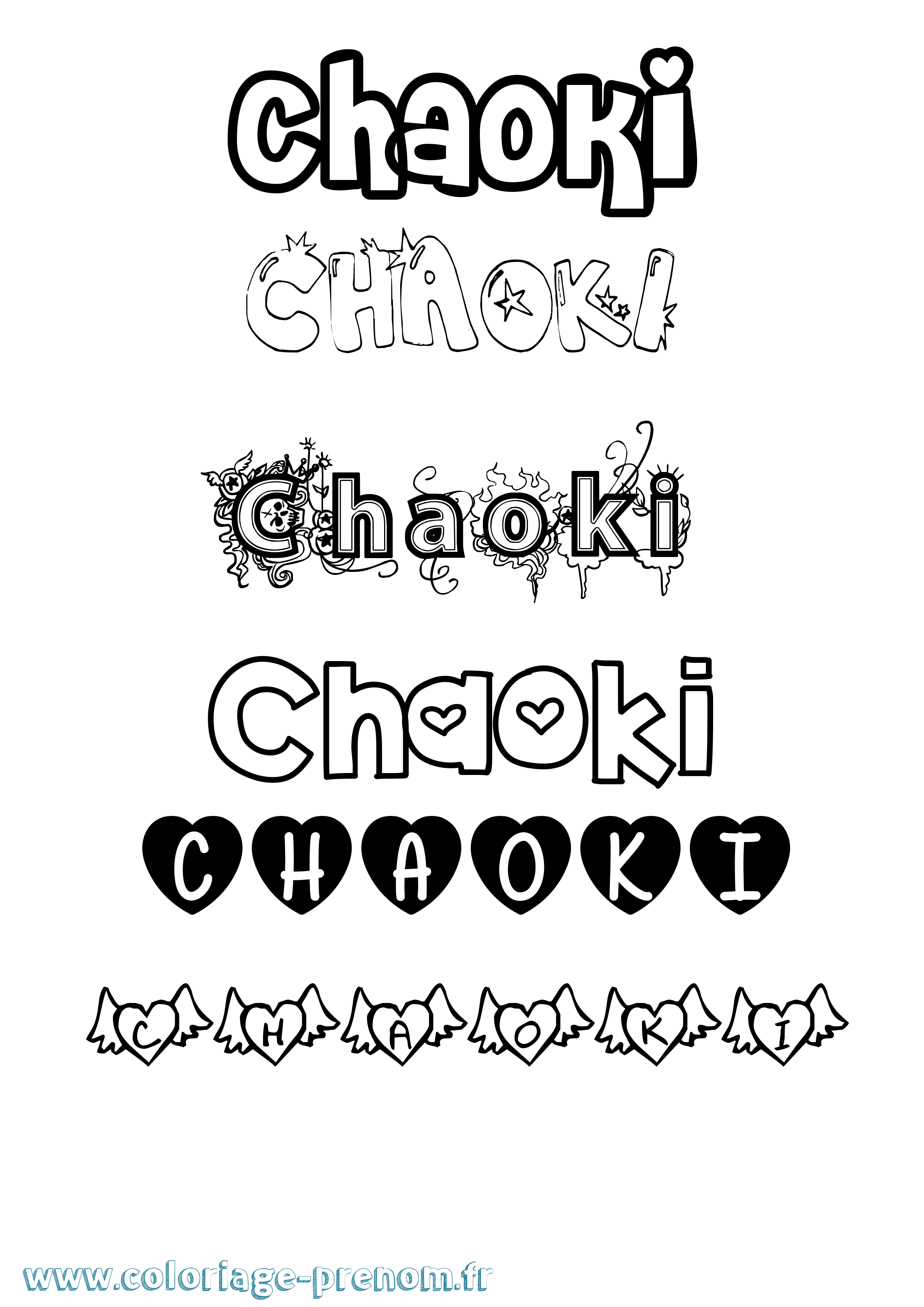 Coloriage Chaoki Girly Coloriage prénom Chaoki Girly