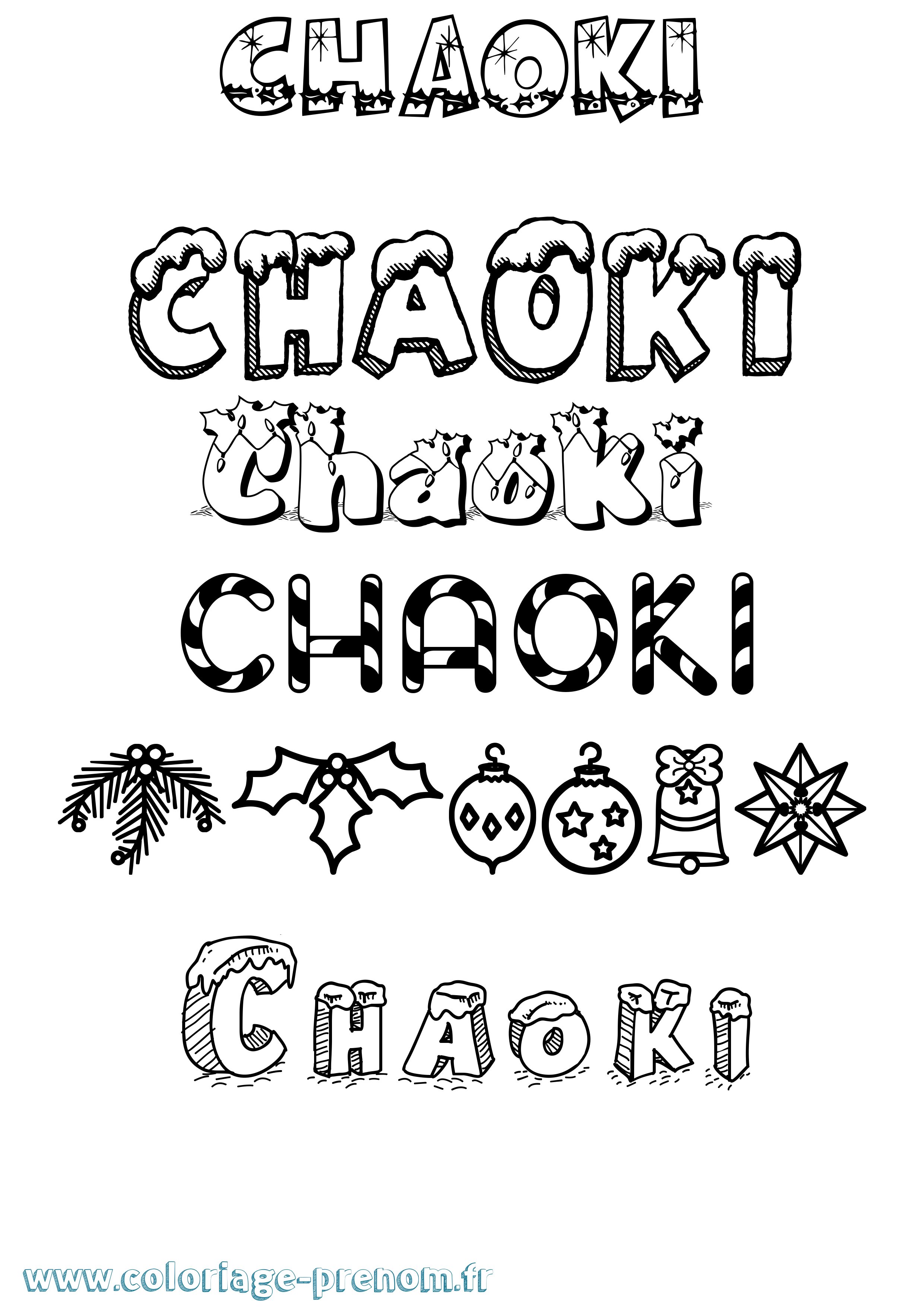 Coloriage Chaoki Noël Coloriage prénom Chaoki Noël