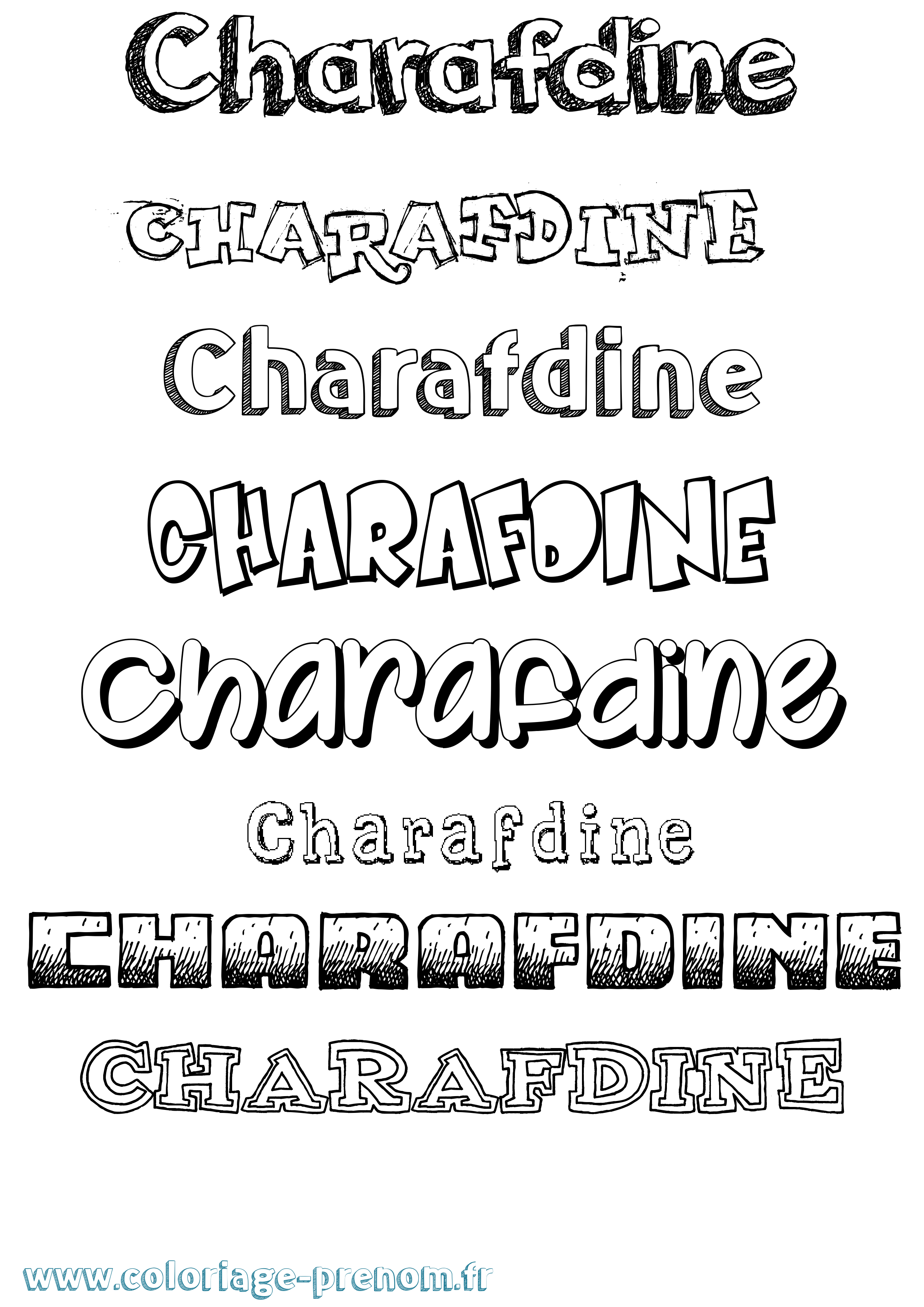 Coloriage Charafdine Dessiné Coloriage prénom Charafdine Dessiné