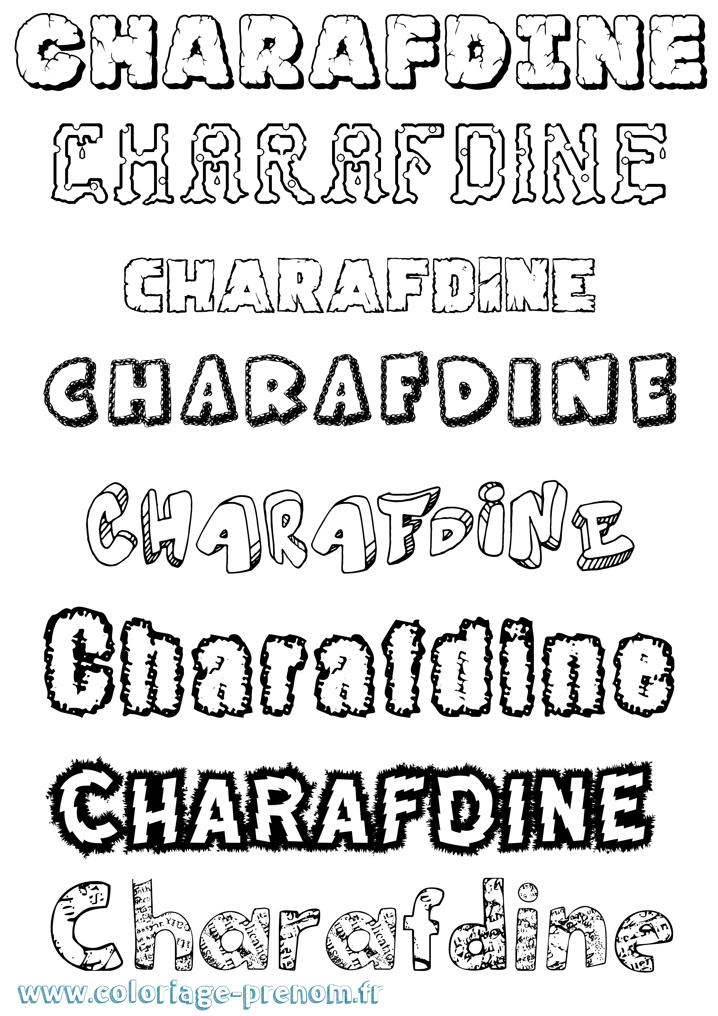 Coloriage Charafdine Destructuré Coloriage prénom Charafdine Destructuré