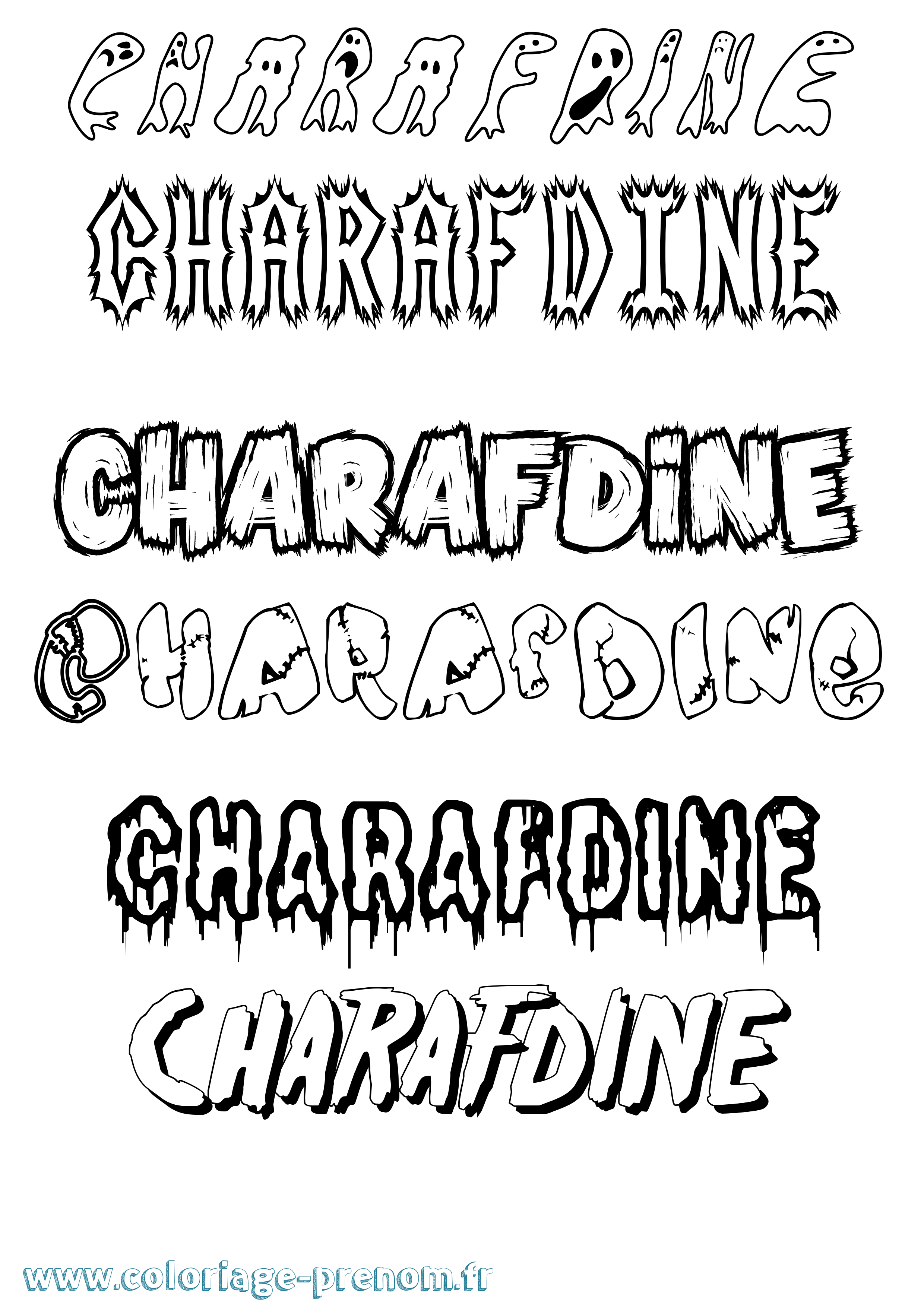 Coloriage Charafdine Frisson Coloriage prénom Charafdine Frisson