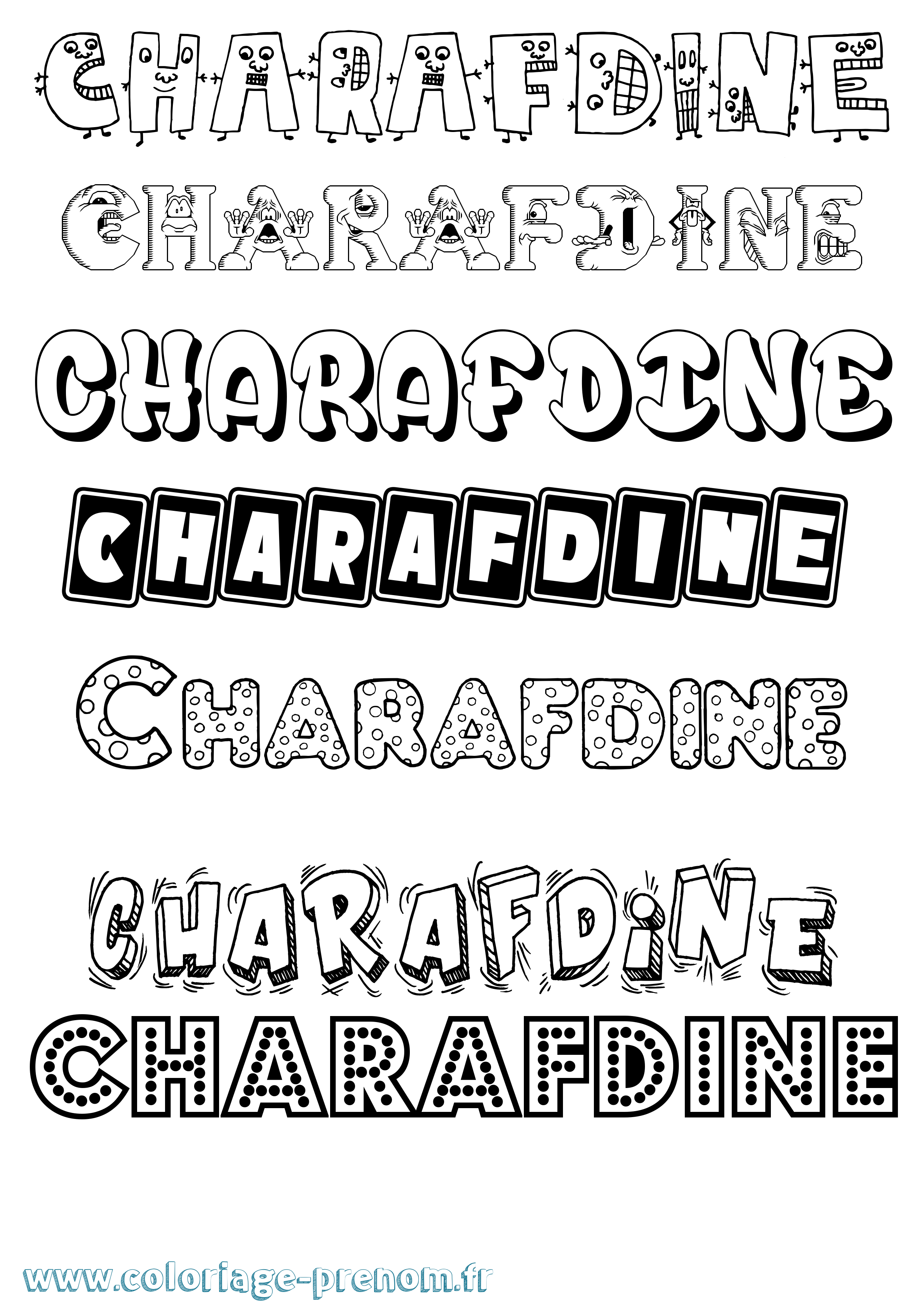 Coloriage Charafdine Fun Coloriage prénom Charafdine Fun